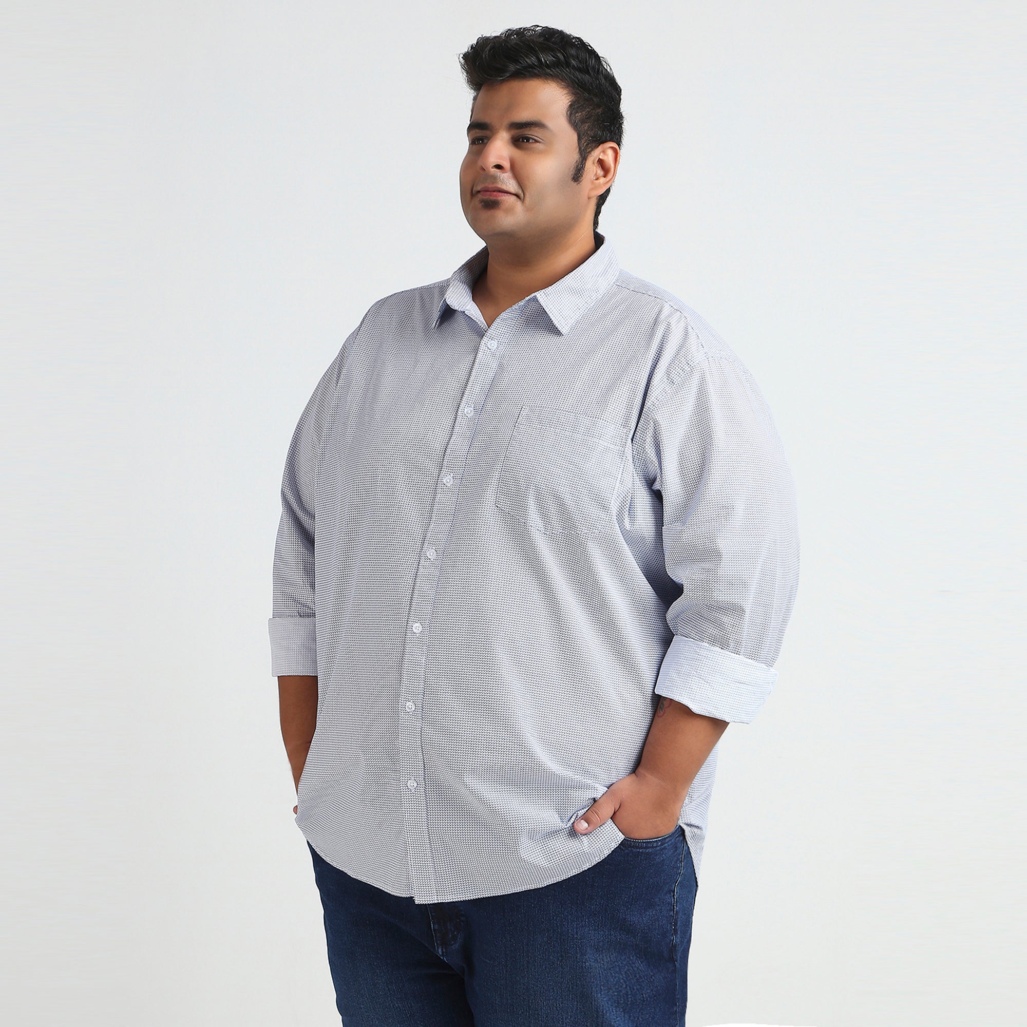 Plus Size Casual Shirt | 4XL - 10XL | 100% Cotton | White