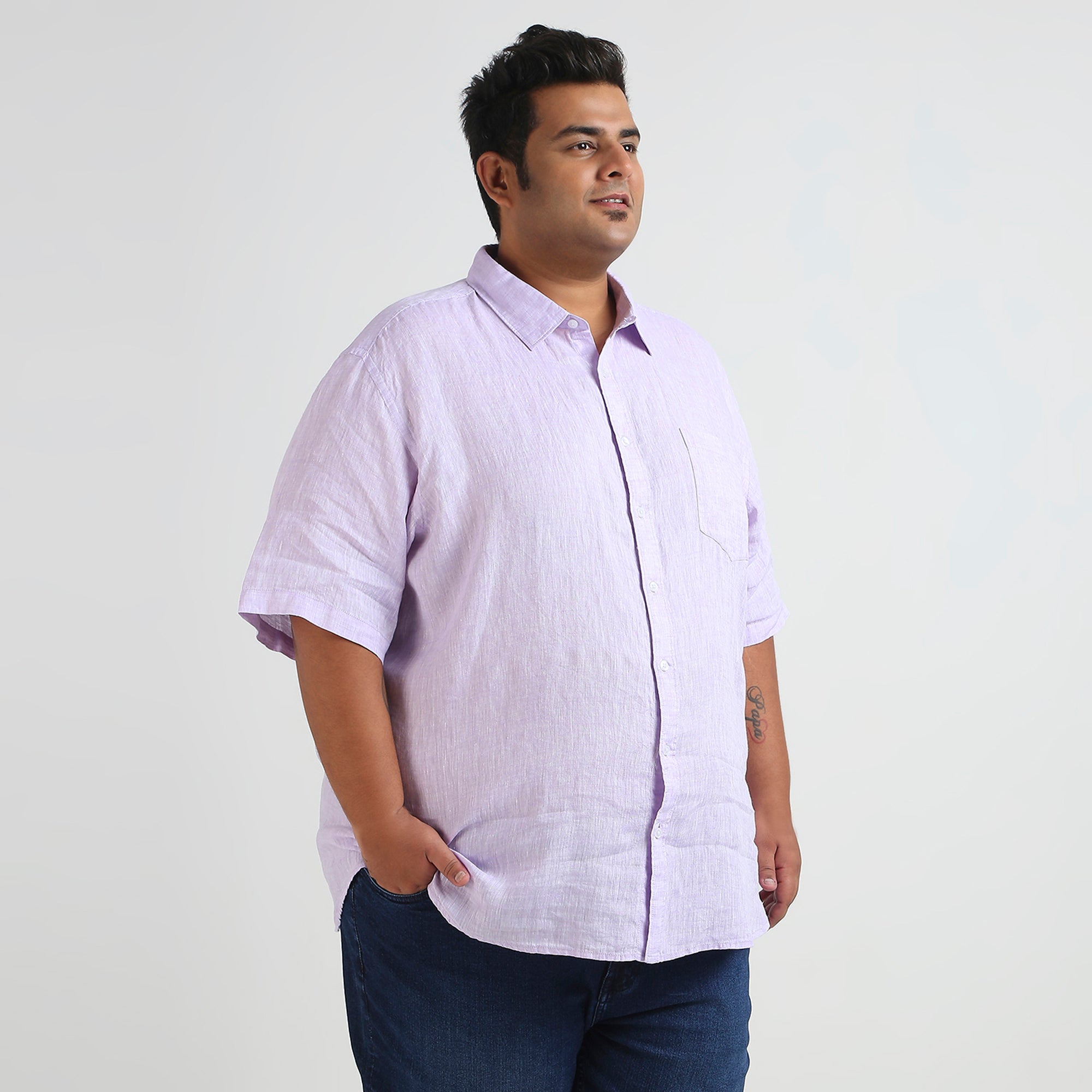 Plus Size Casual Shirt | 4XL - 10XL | 100% Linen | Lilac