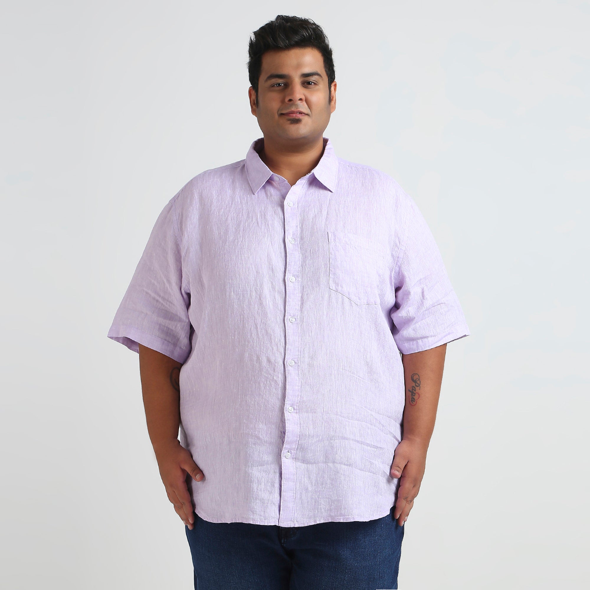 Plus Size Casual Shirt | 4XL - 10XL | 100% Linen | Lilac