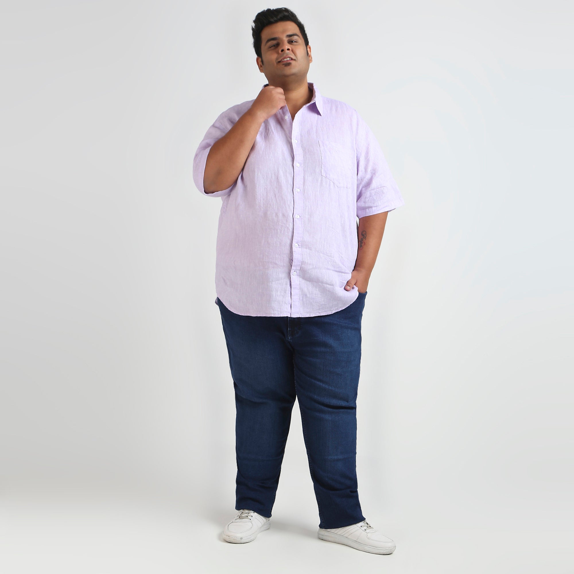 Plus Size Casual Shirt | 4XL - 10XL | 100% Linen | Lilac