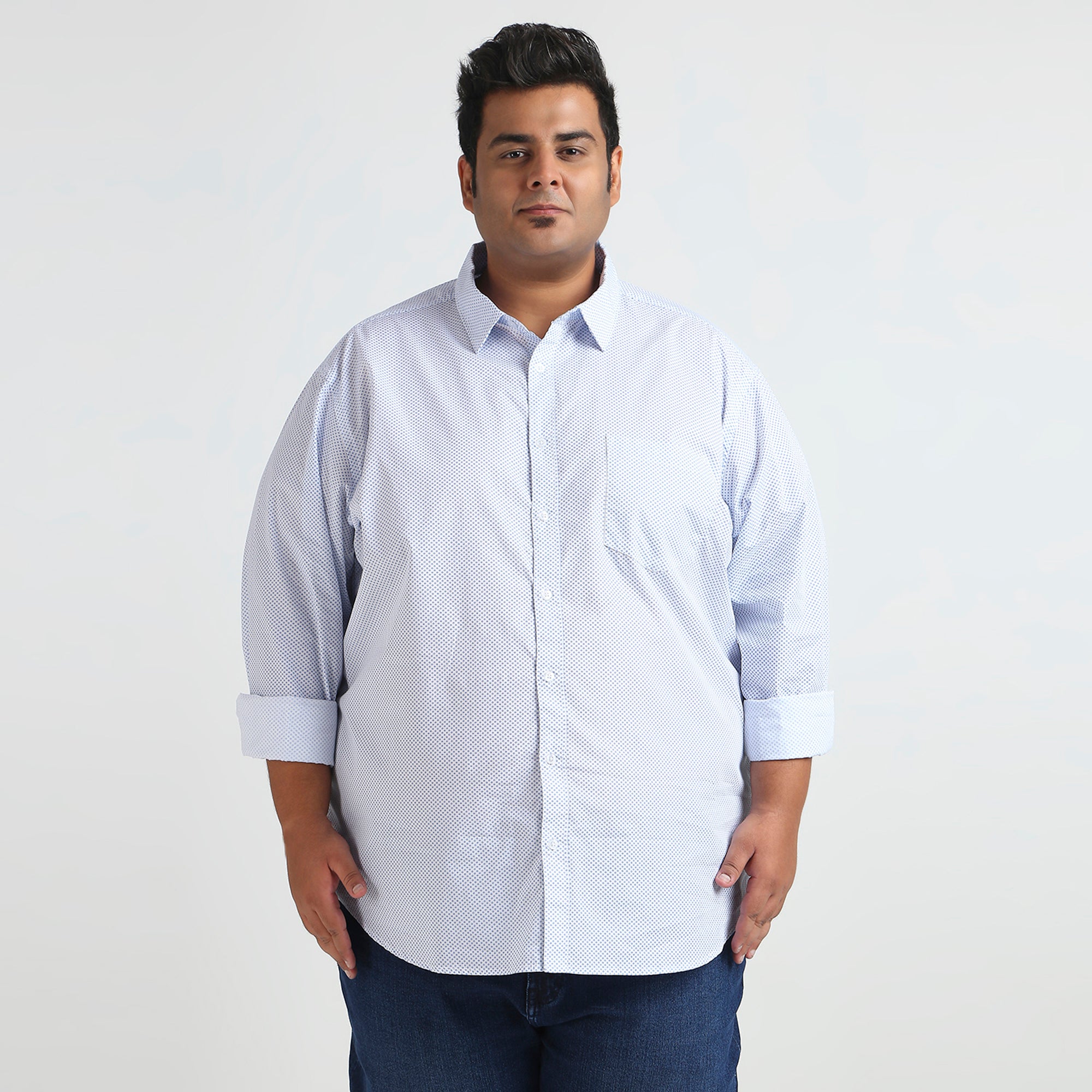 Plus Size Casual Shirt | 4XL - 10XL | 100% Cotton | Sky Blue