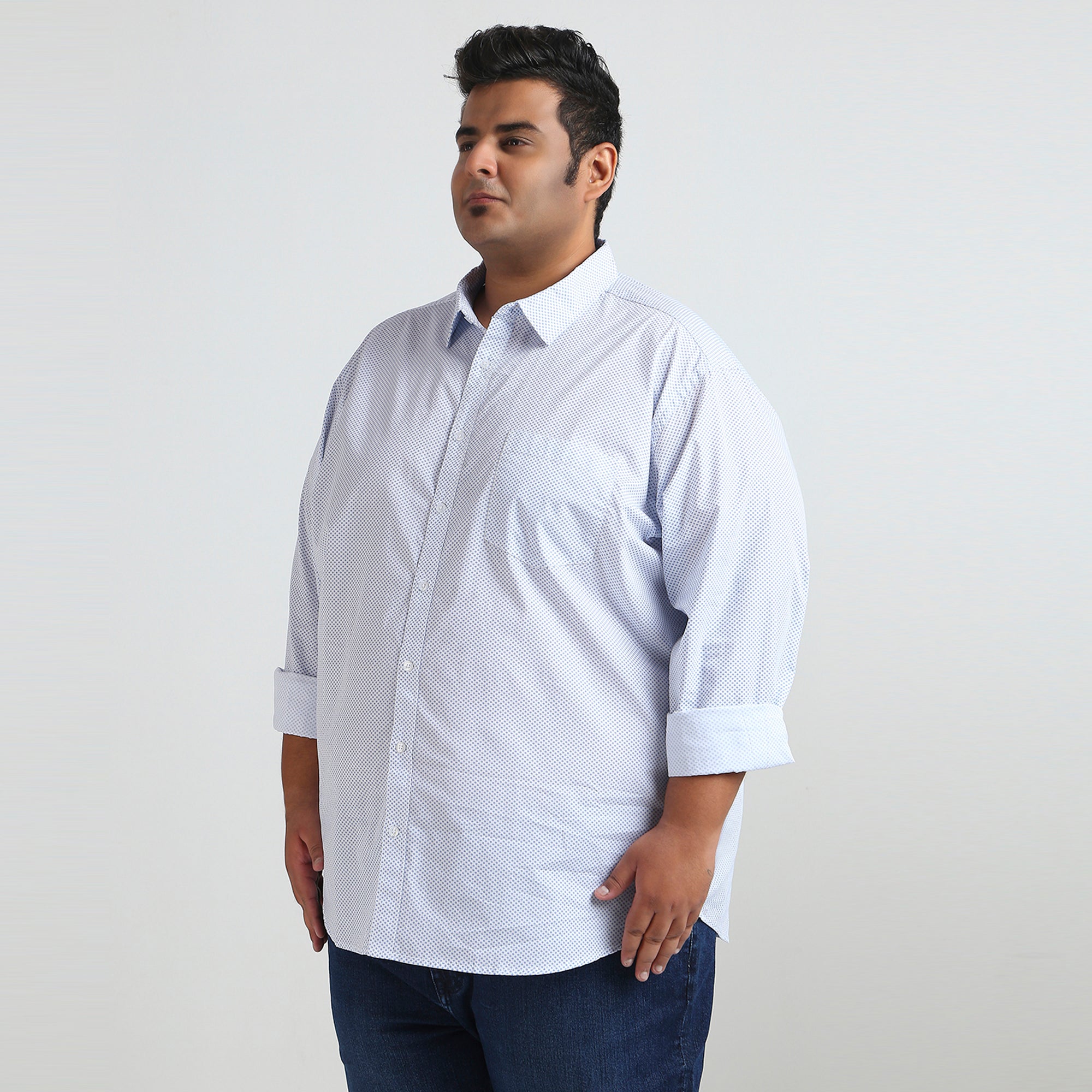 Plus Size Casual Shirt | 4XL - 10XL | 100% Cotton | Sky Blue