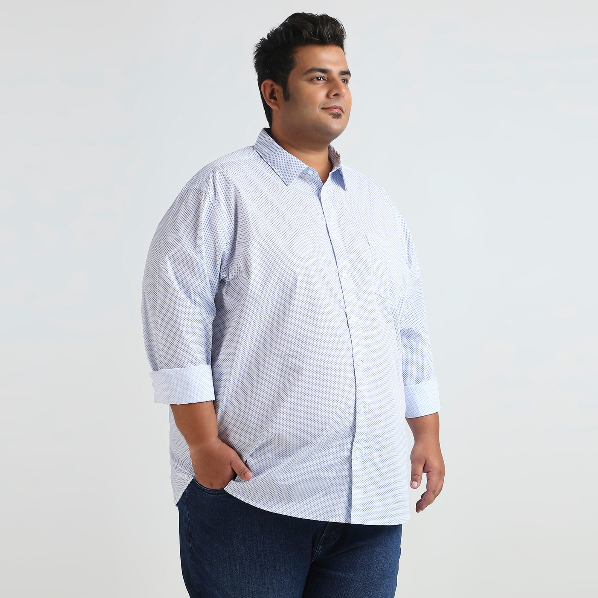 Plus Size Casual Shirt | 4XL - 10XL | 100% Cotton | Sky Blue
