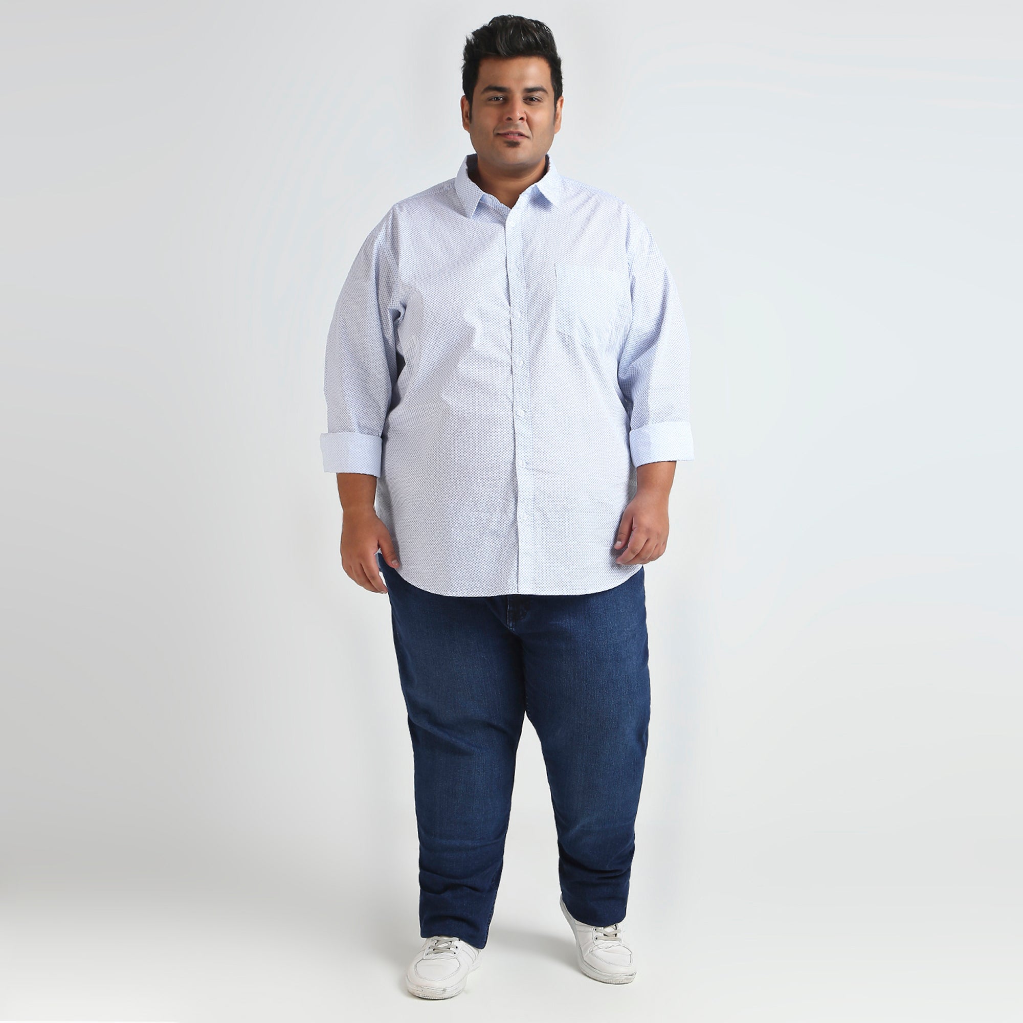 Plus Size Casual Shirt | 4XL - 10XL | 100% Cotton | Sky Blue