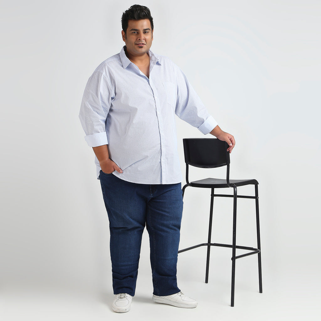 Plus Size Casual Shirt | 4XL - 10XL | 100% Cotton | Sky Blue