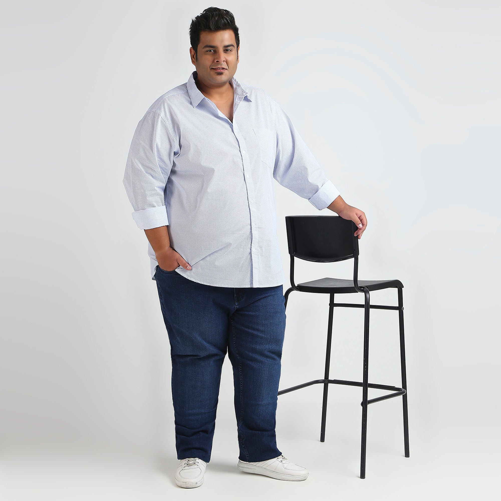 Plus Size Casual Shirt | 4XL - 10XL | 100% Cotton | Sky Blue