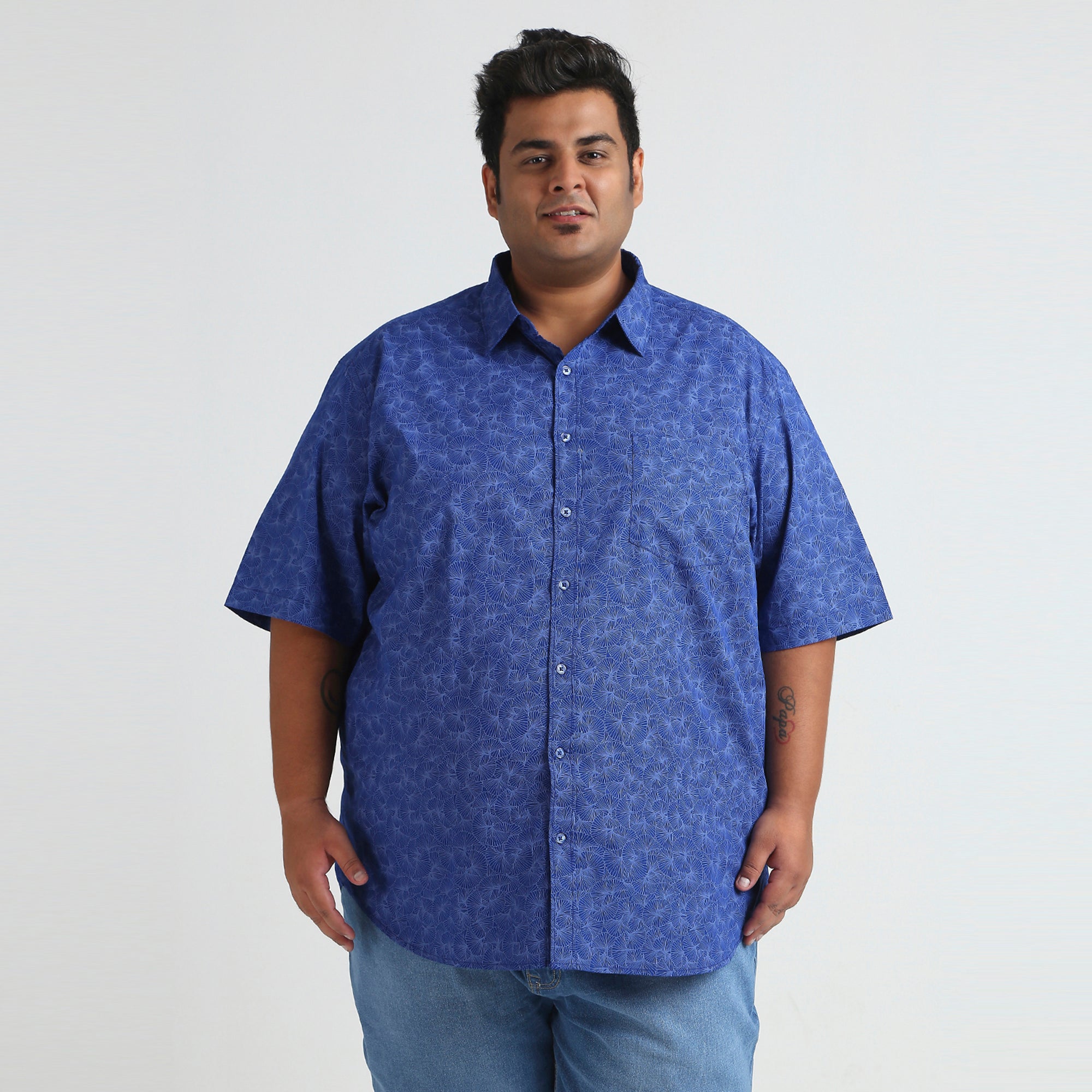 Plus Size Casual Shirt | 4XL - 10XL | 100% Cotton | Royal Blue