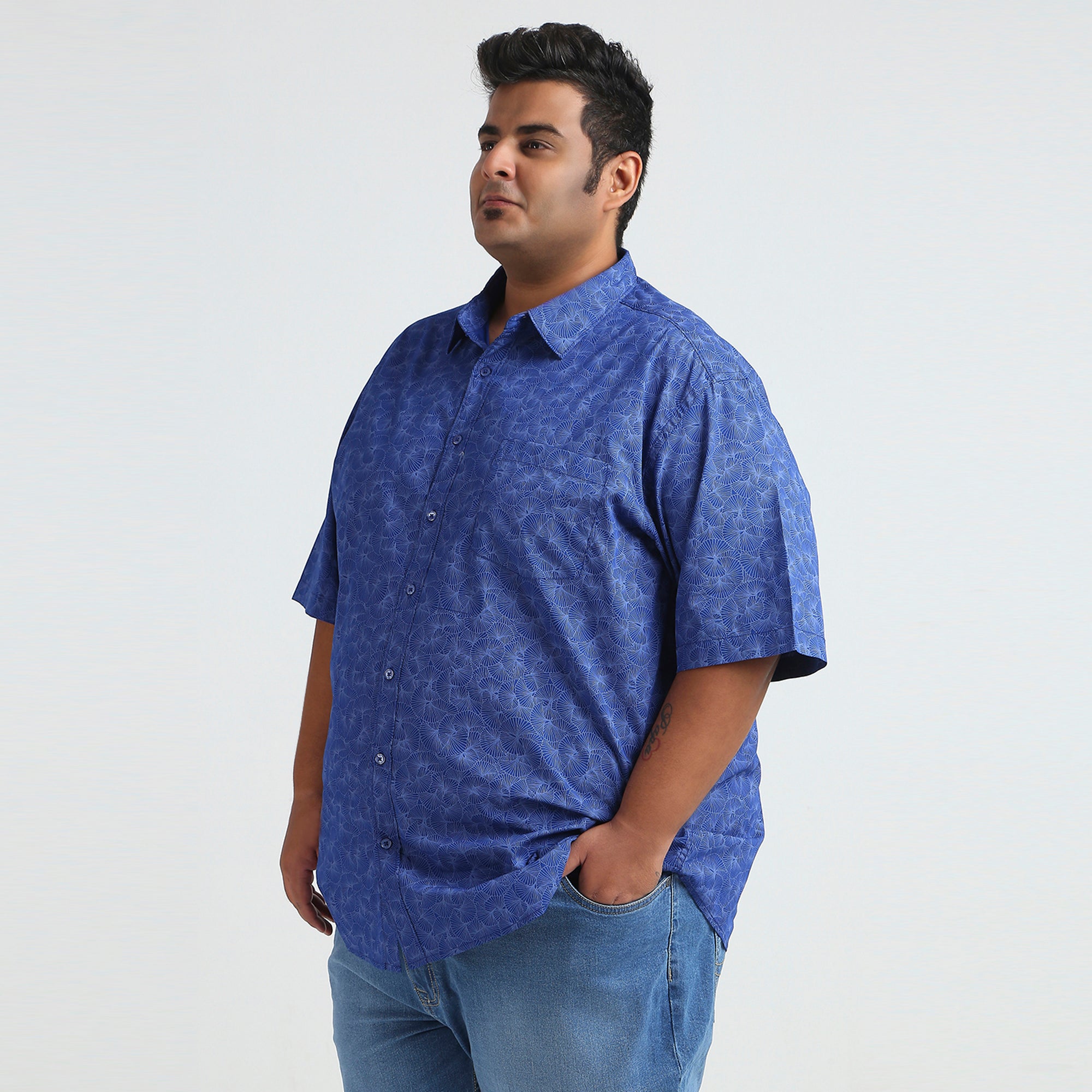 Plus Size Casual Shirt | 4XL - 10XL | 100% Cotton | Royal Blue