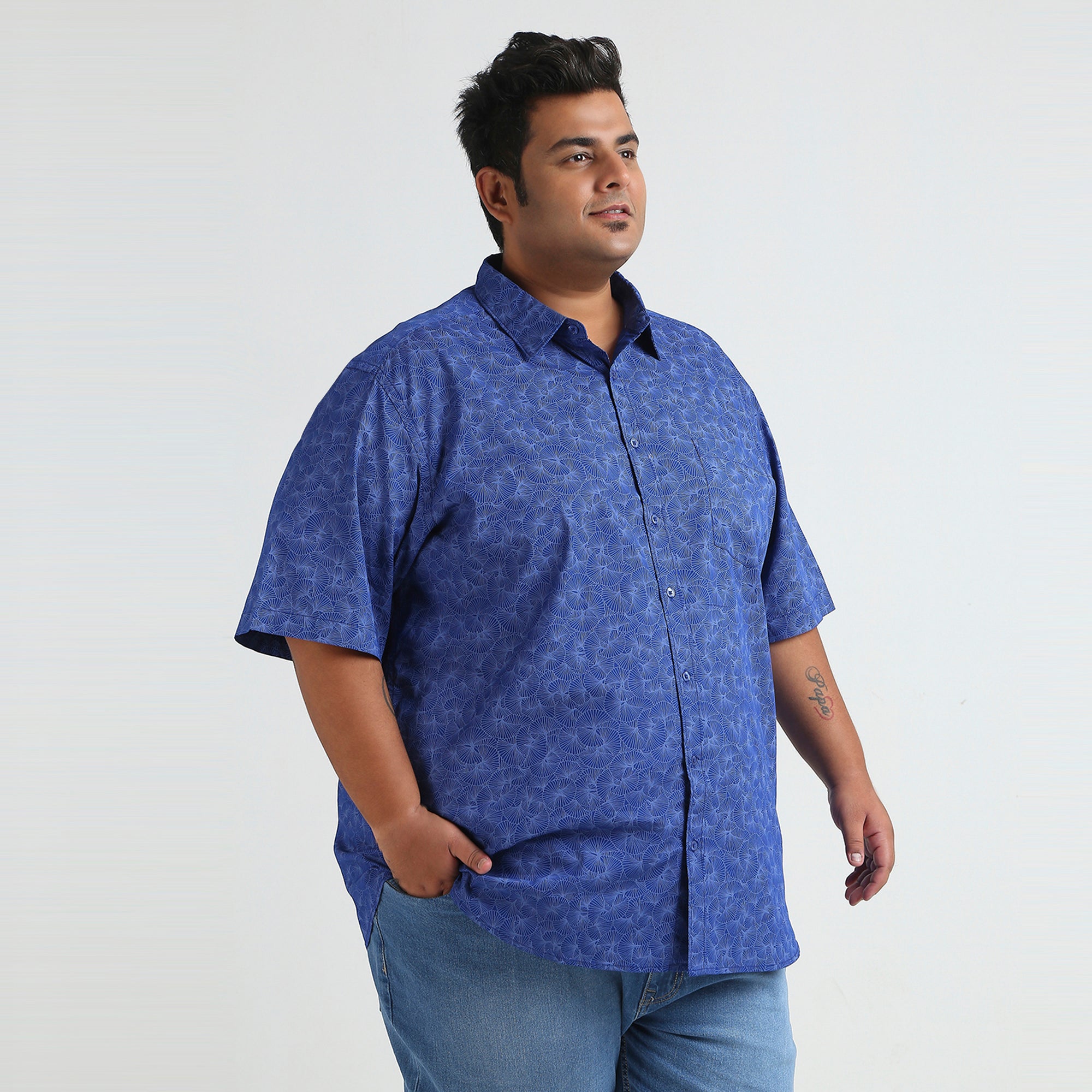Plus Size Casual Shirt | 4XL - 10XL | 100% Cotton | Royal Blue