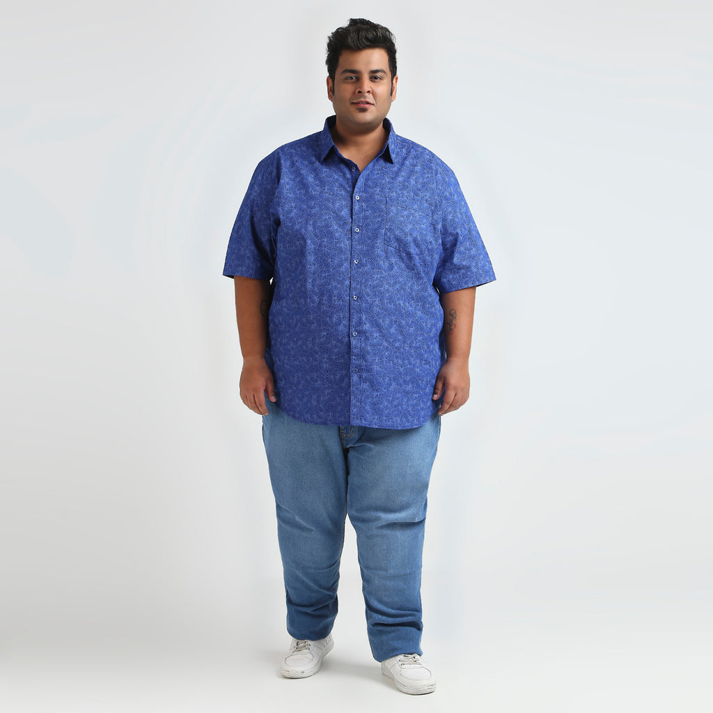 Plus Size Casual Shirt | 4XL - 10XL | 100% Cotton | Royal Blue