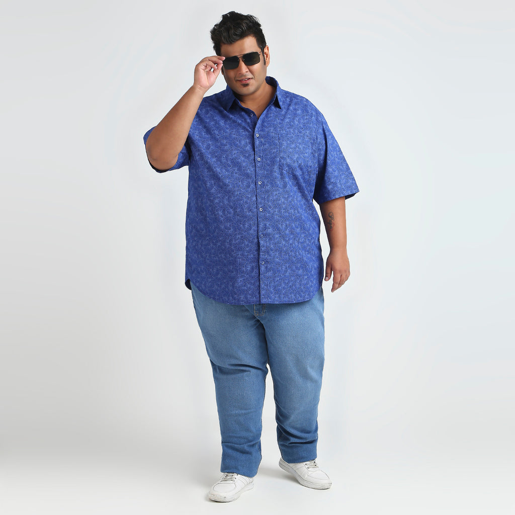 Plus Size Casual Shirt | 4XL - 10XL | 100% Cotton | Royal Blue