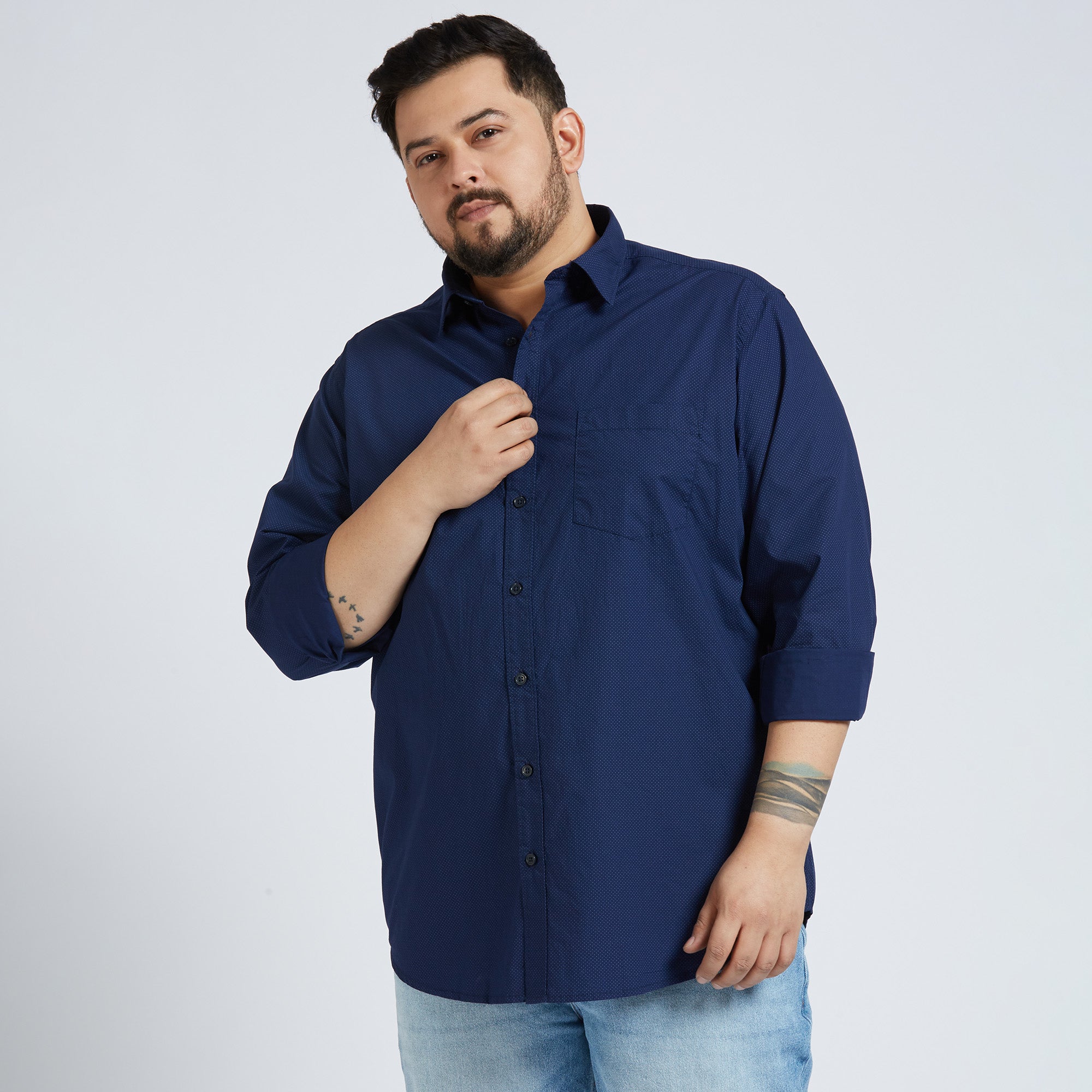 Plus Size Casual Shirt | 4XL - 10XL | 100% Cotton | Navy
