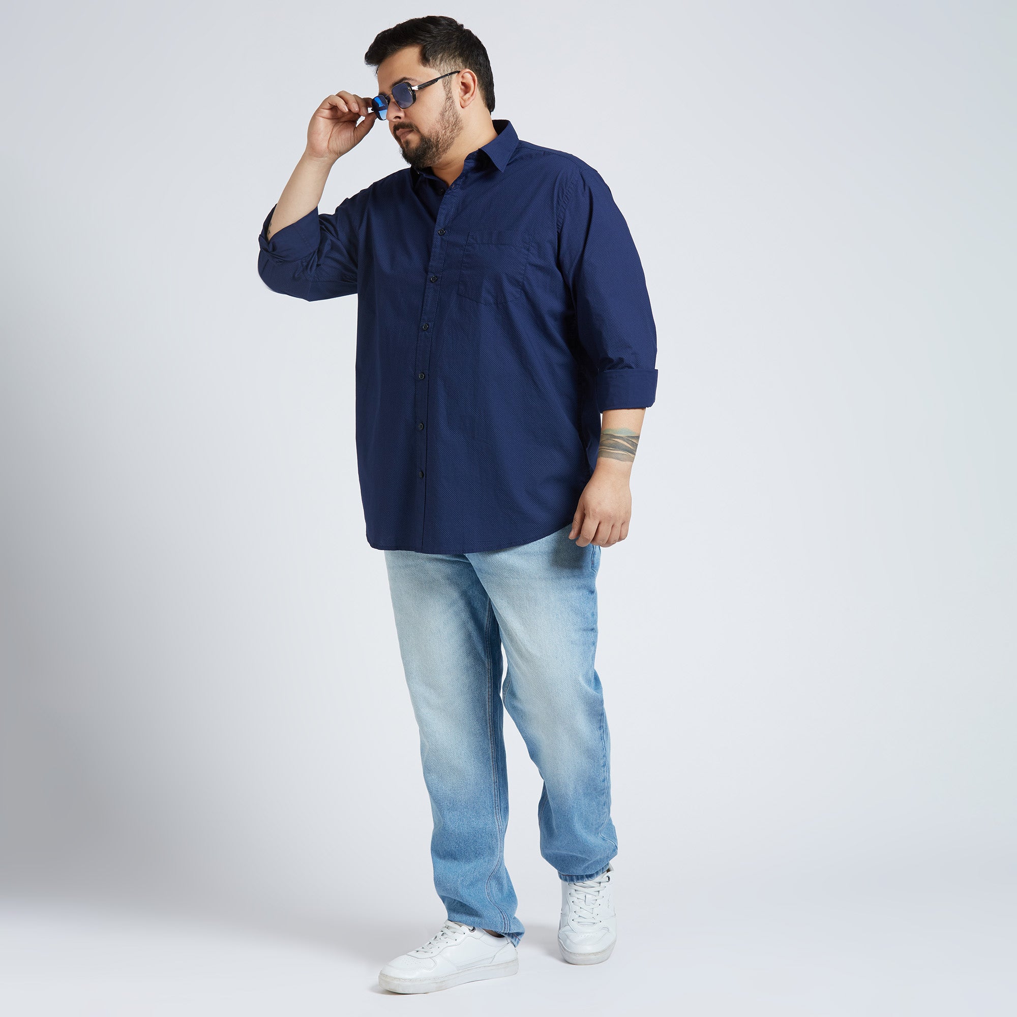 Plus Size Casual Shirt | 4XL - 10XL | 100% Cotton | Navy