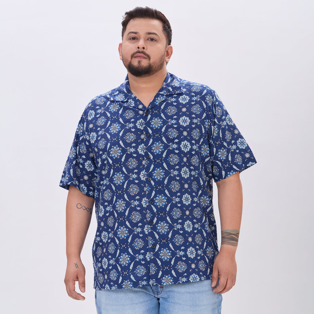 Plus Size Casual Shirt | 4XL-10XL | 100% Cotton | Navy