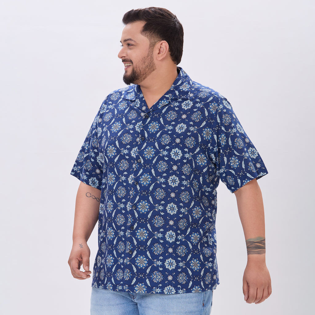 Plus Size Casual Shirt | 4XL-10XL | 100% Cotton | Navy
