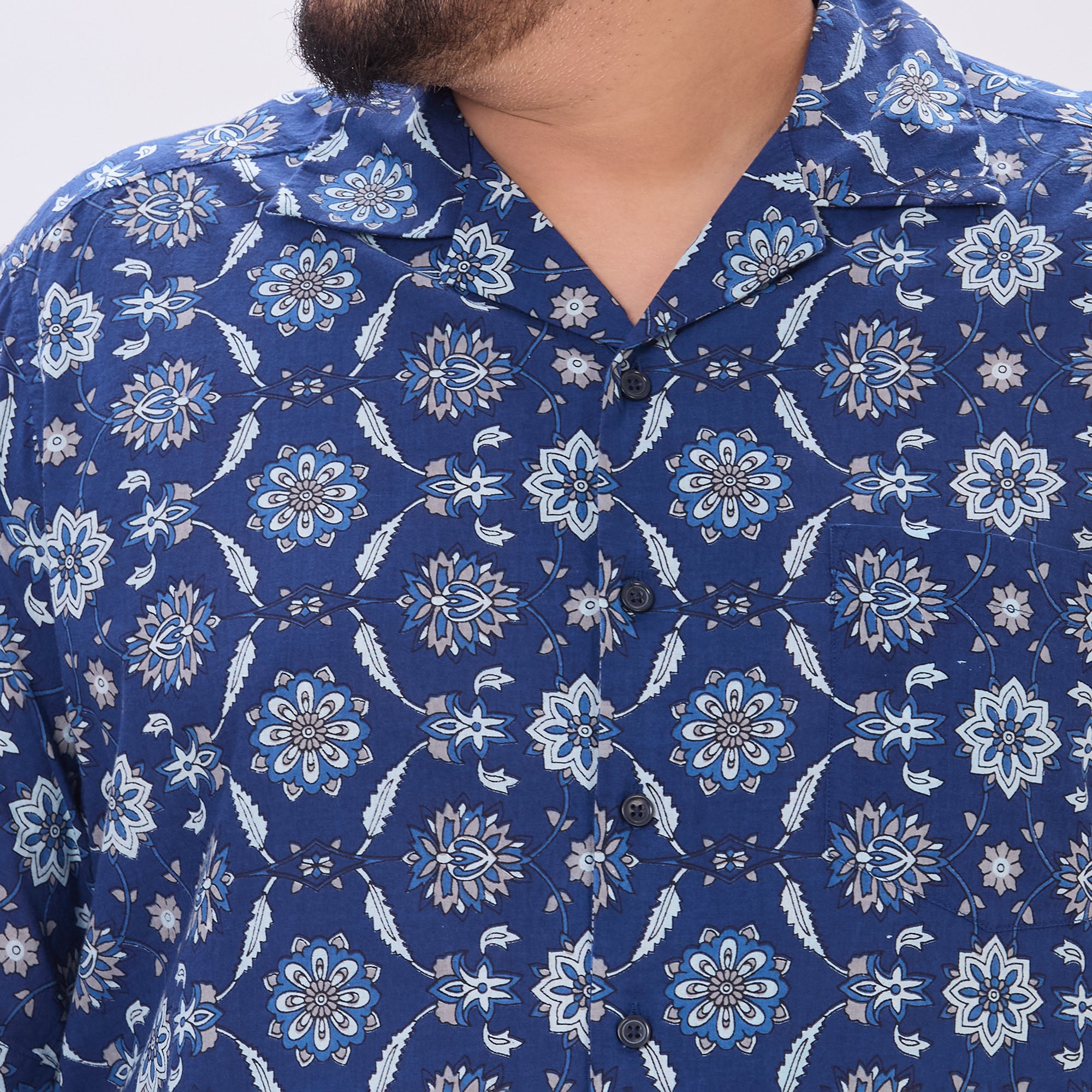 Plus Size Casual Shirt | 4XL-10XL | 100% Cotton | Navy