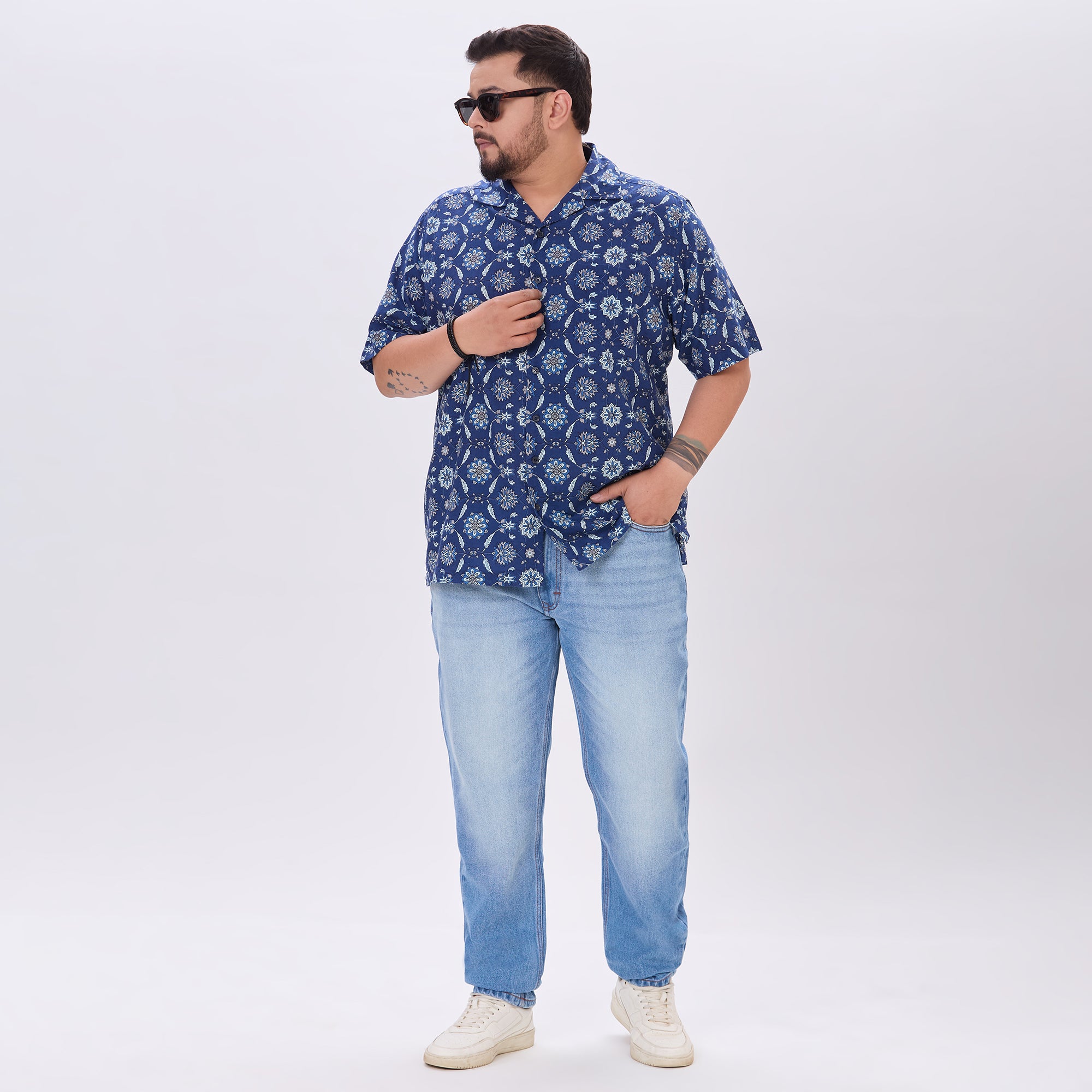 Plus Size Casual Shirt | 4XL-10XL | 100% Cotton | Navy