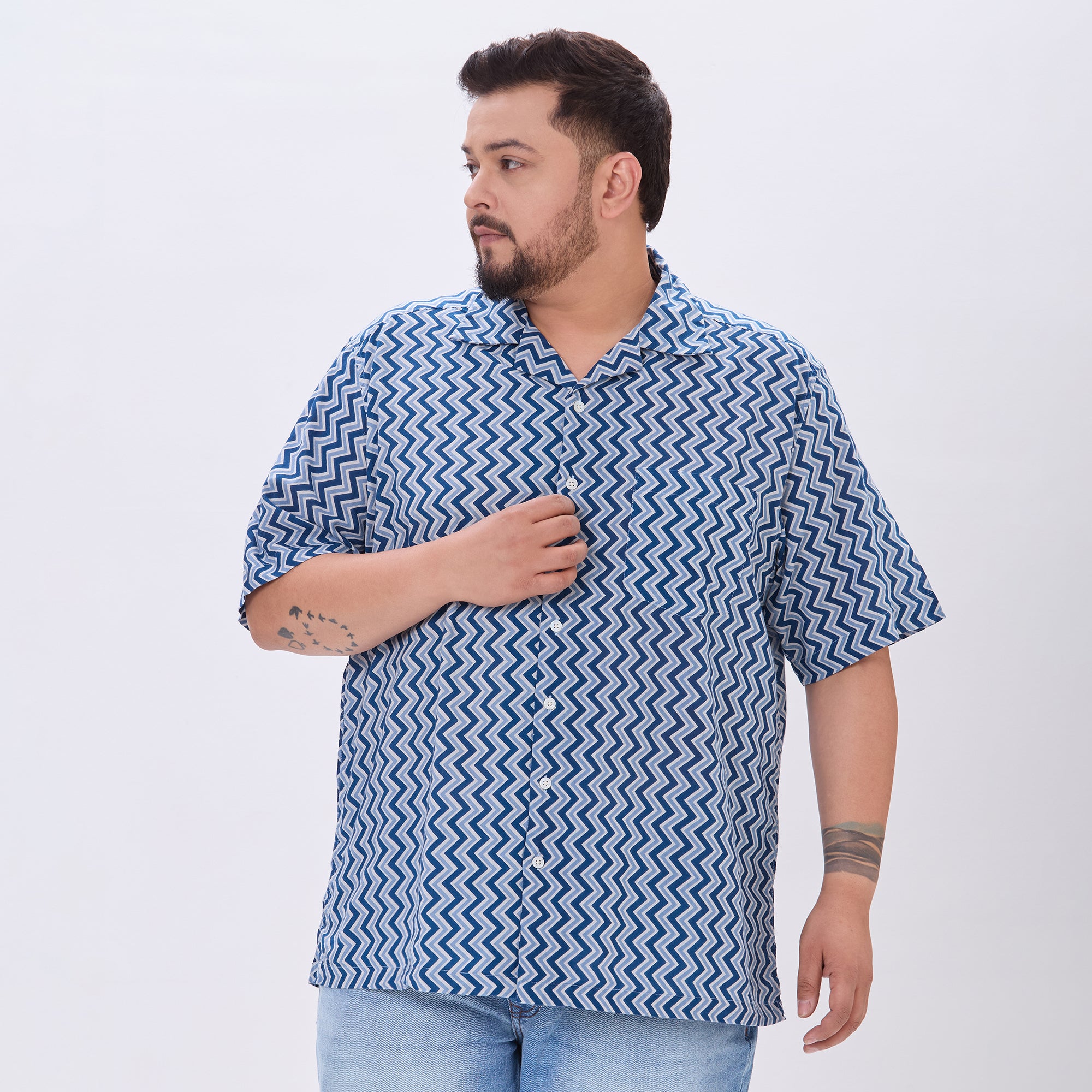 Plus Size Casual Shirt | 4XL-10XL | 100% Cotton | Blue