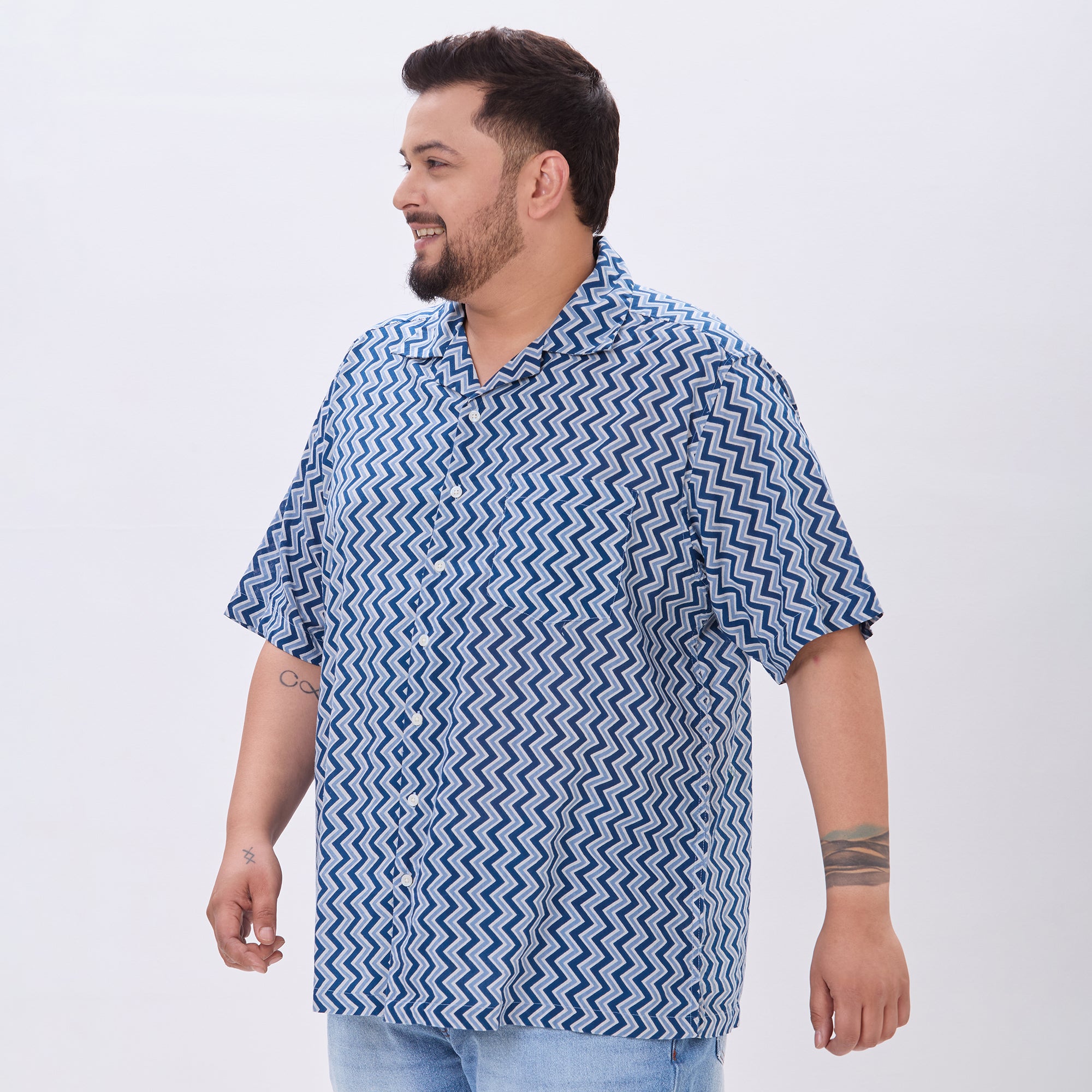 Plus Size Casual Shirt | 4XL-10XL | 100% Cotton | Blue