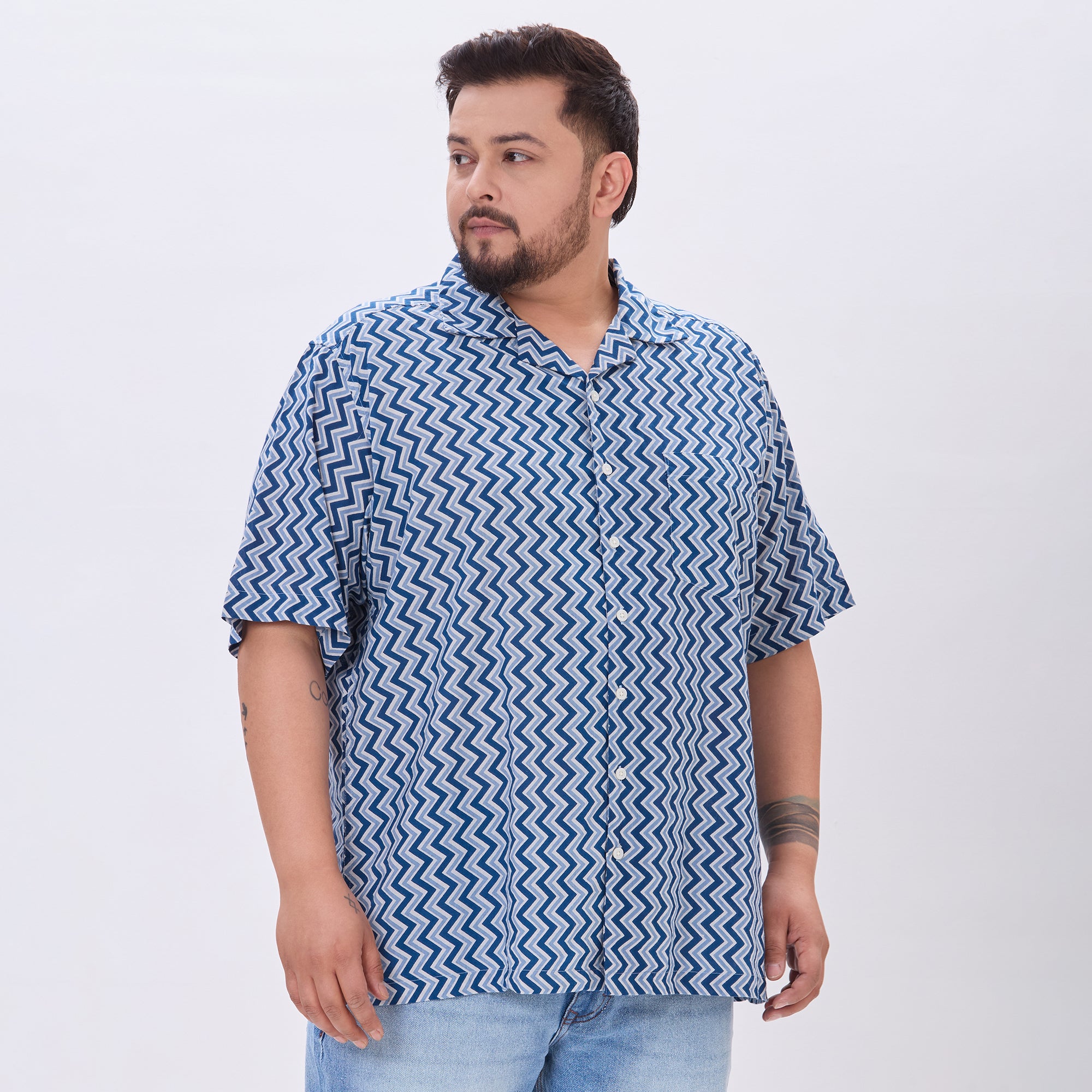Plus Size Casual Shirt | 4XL-10XL | 100% Cotton | Blue