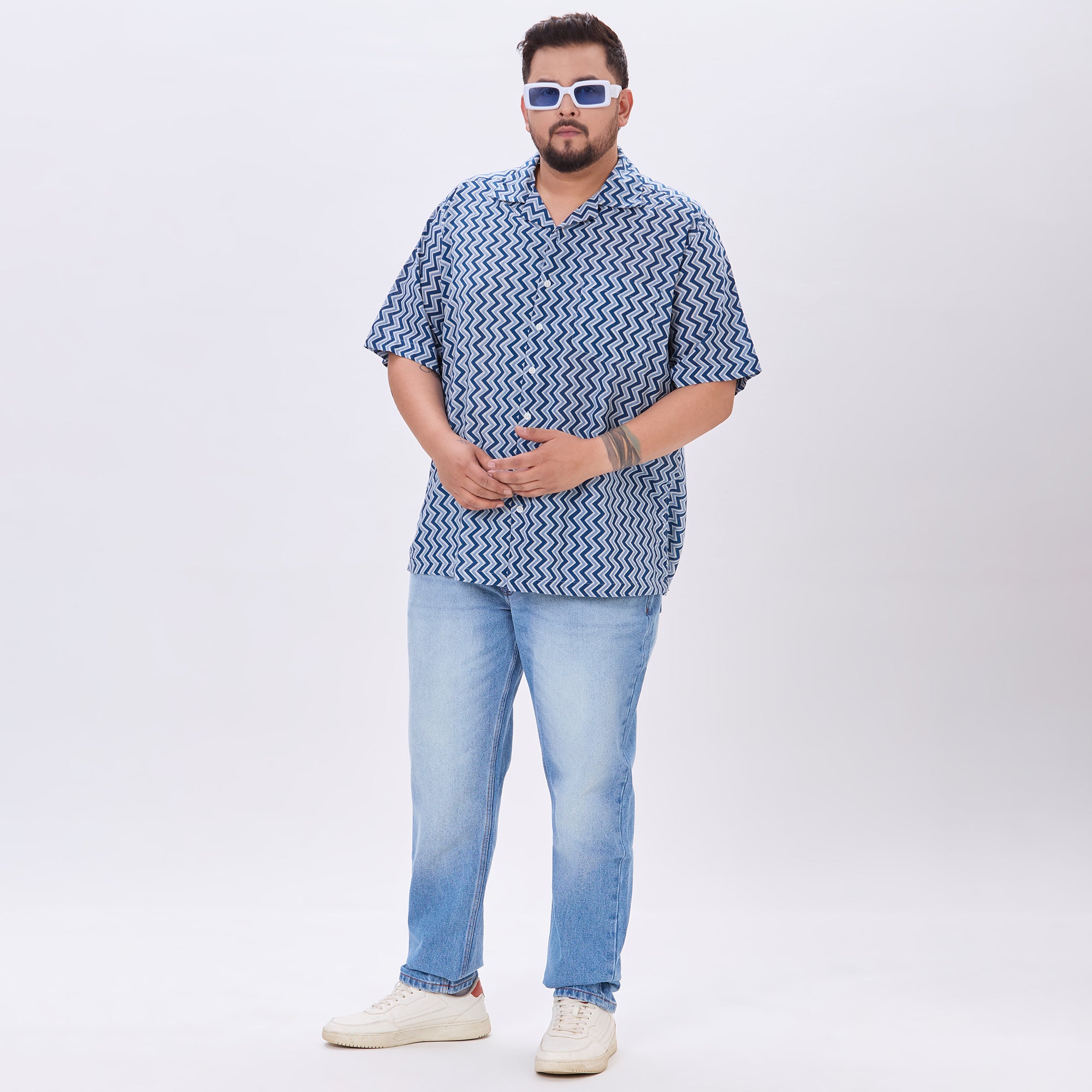 Plus Size Casual Shirt | 4XL-10XL | 100% Cotton | Blue
