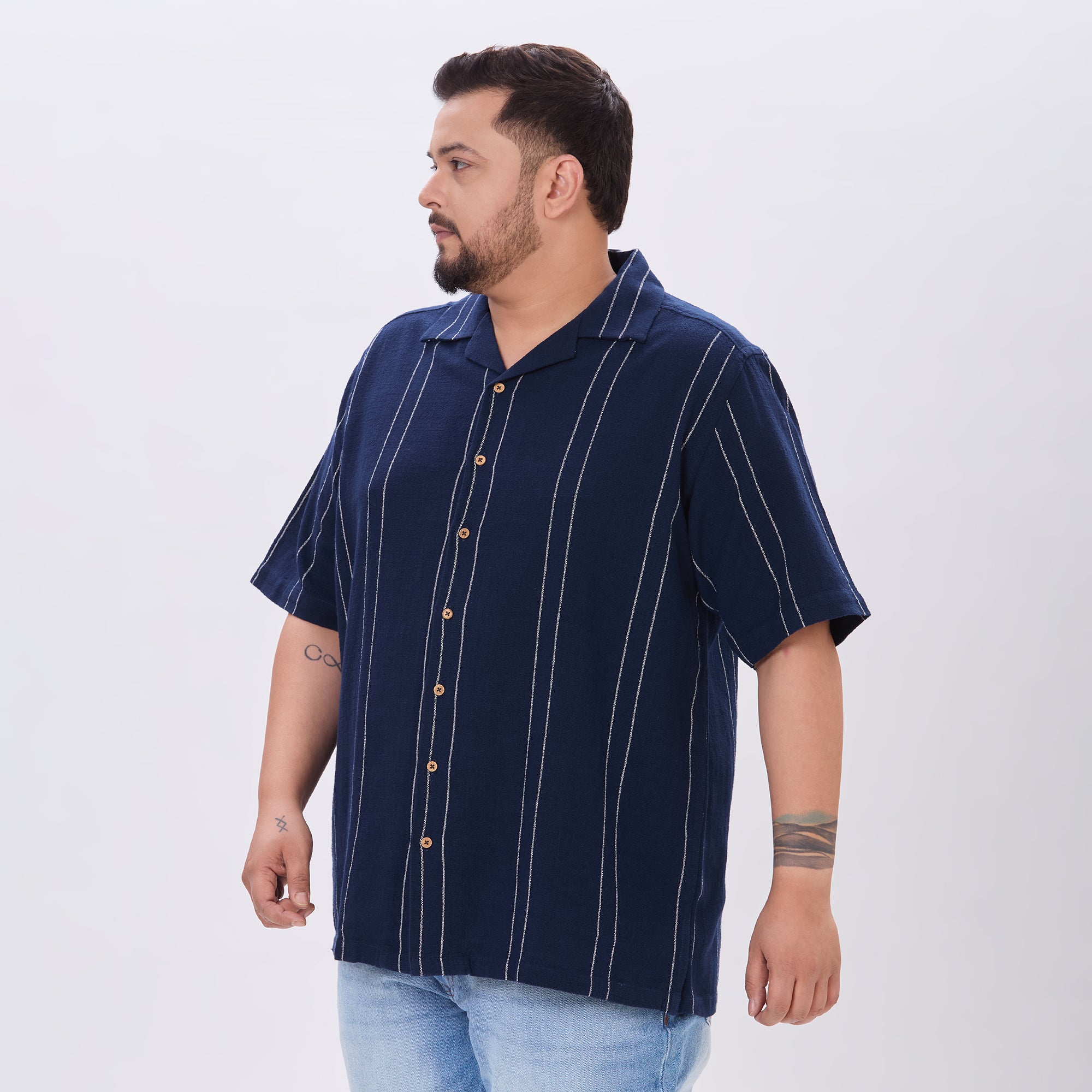 Plus Size Casual Shirt | 4XL-10XL | 100% Cotton | Navy