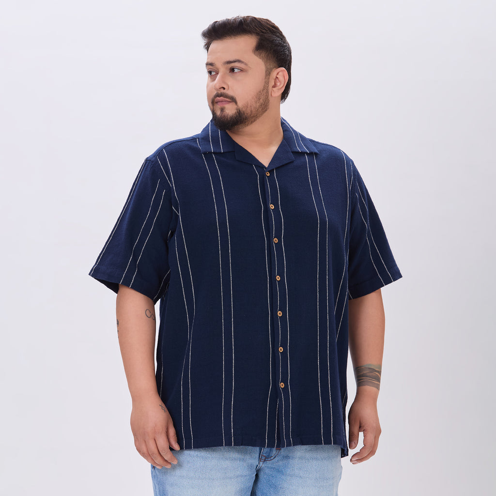 Plus Size Casual Shirt | 4XL-10XL | 100% Cotton | Navy