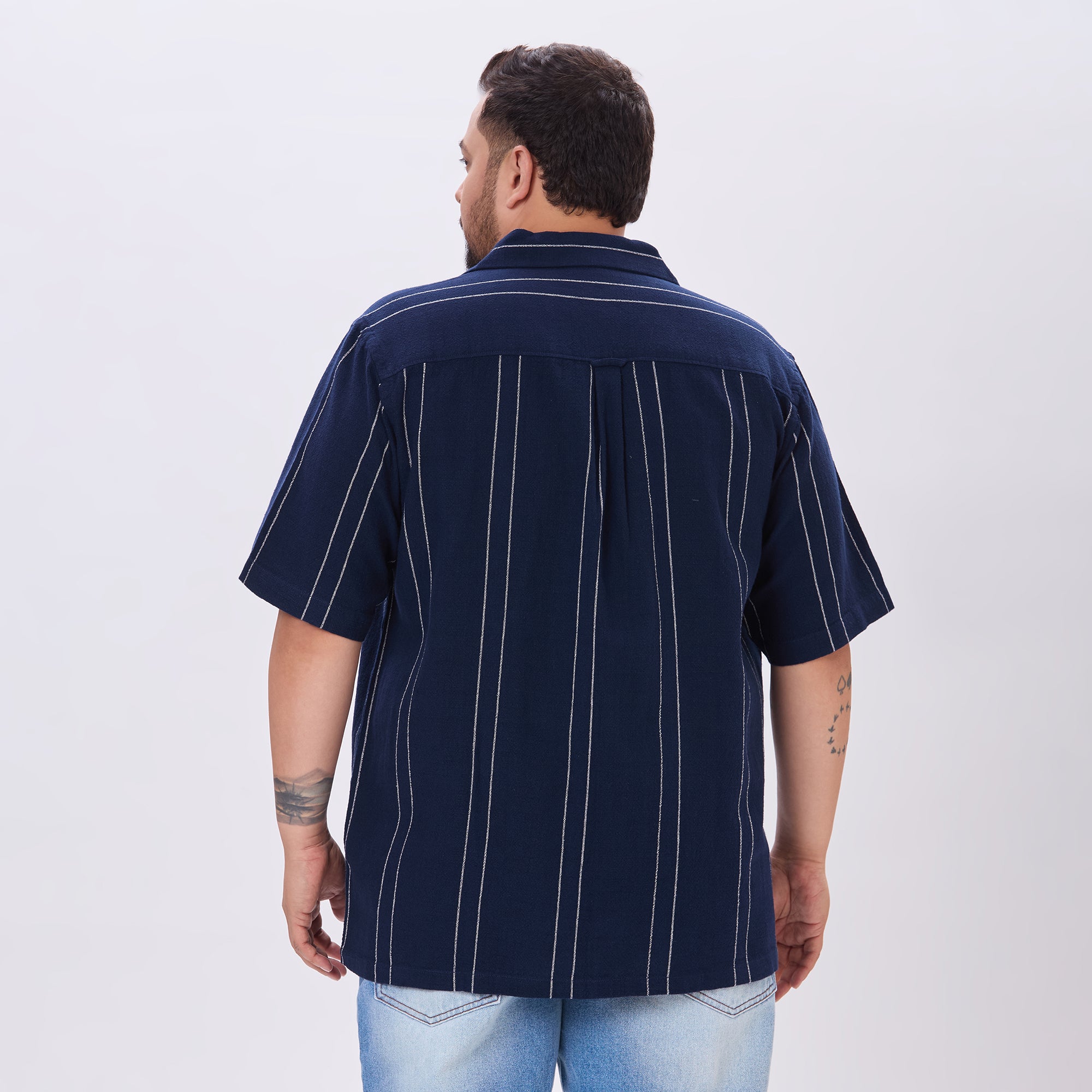 Plus Size Casual Shirt | 4XL-10XL | 100% Cotton | Navy