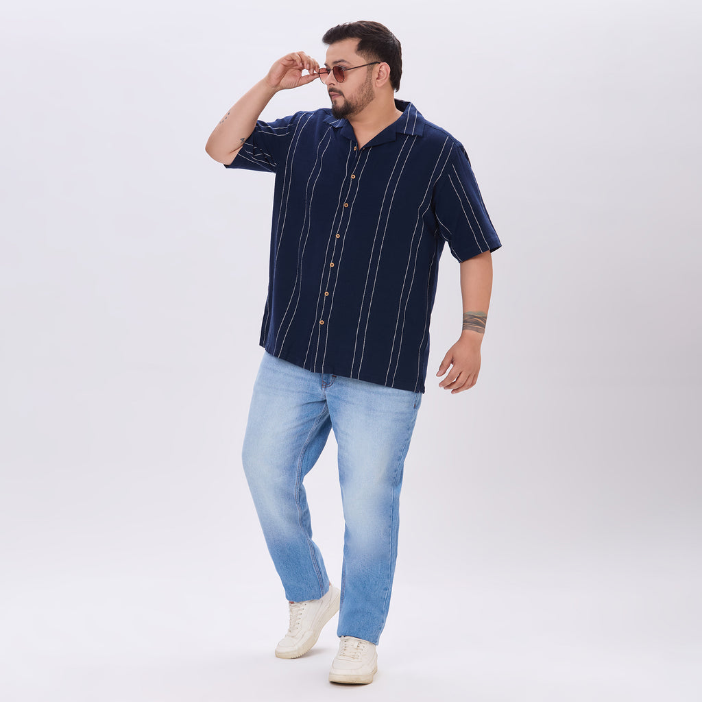 Plus Size Casual Shirt | 4XL-10XL | 100% Cotton | Navy