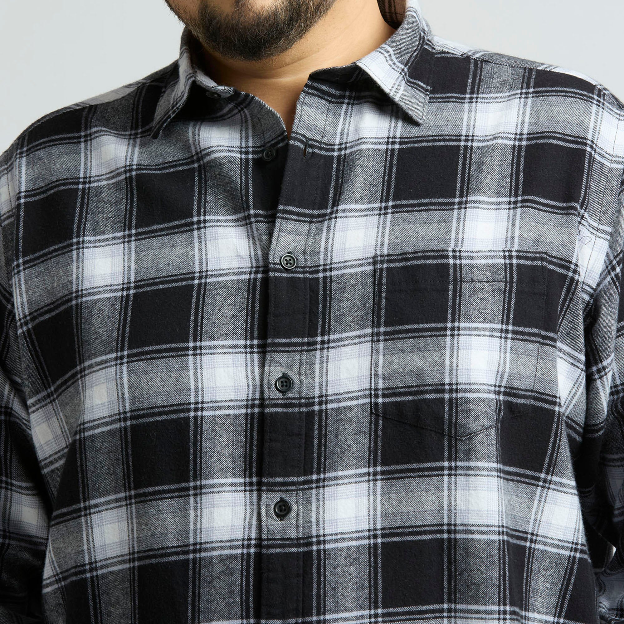 Plus Size Casual Shirt | 4XL - 10XL | 100% Cotton | Black