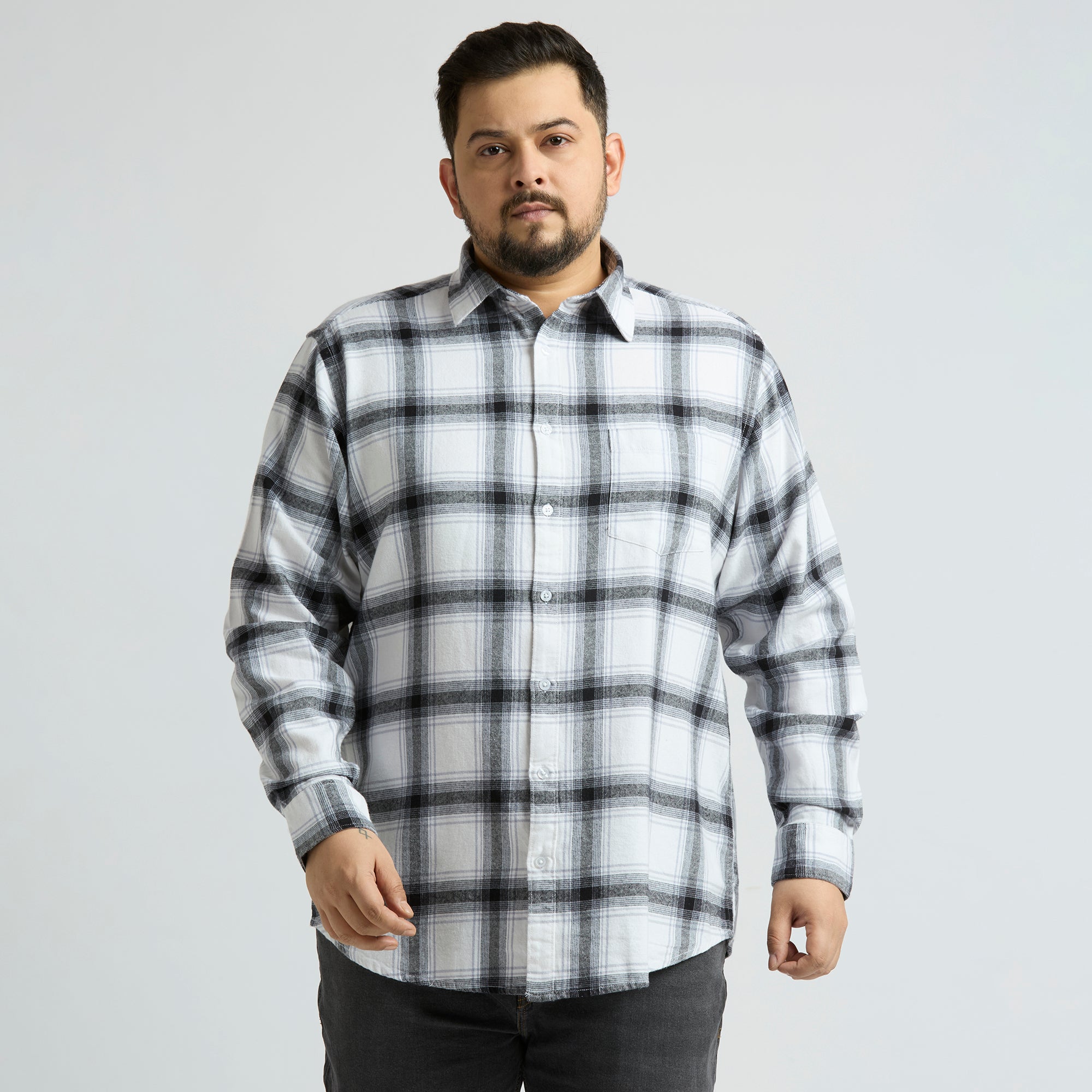 Plus Size Casual Shirt | 4XL - 10XL | 100% Cotton | White