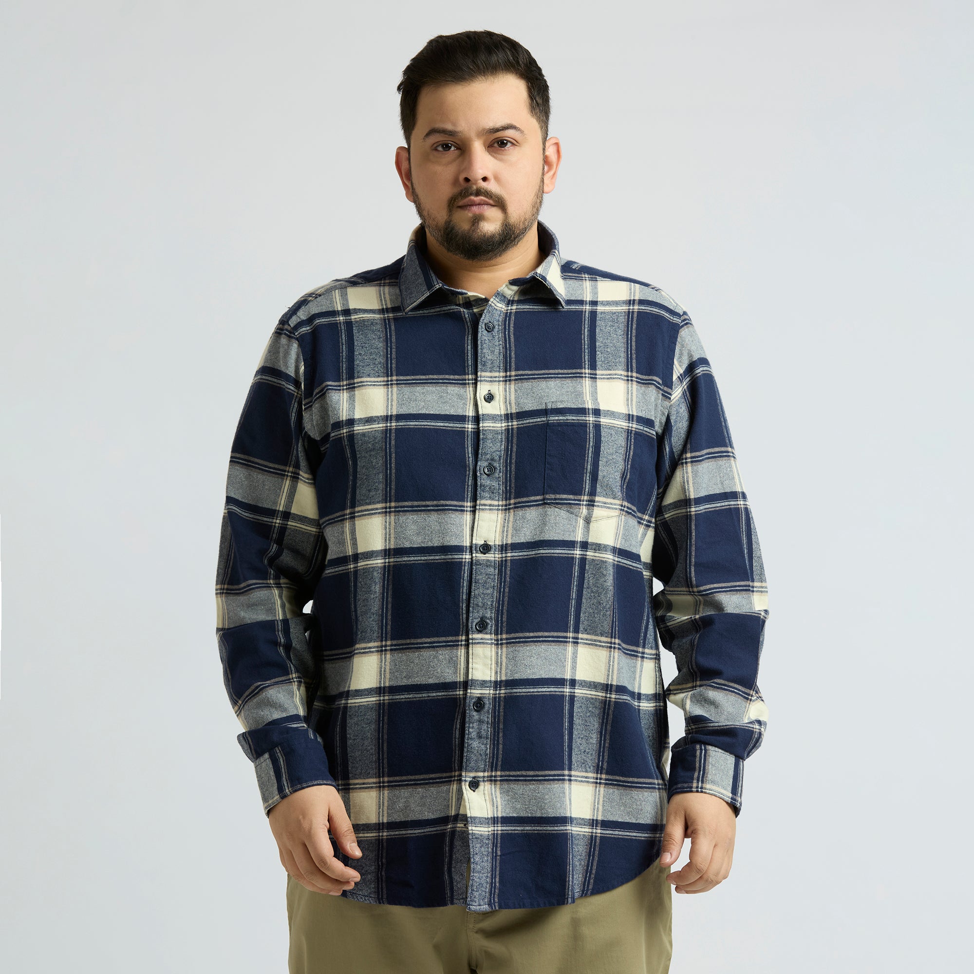 Sizeupp | Plus Size  Casual Shirt For Men | 4XL - 9XL | 100% Cotton | Yarn Dye | Navy