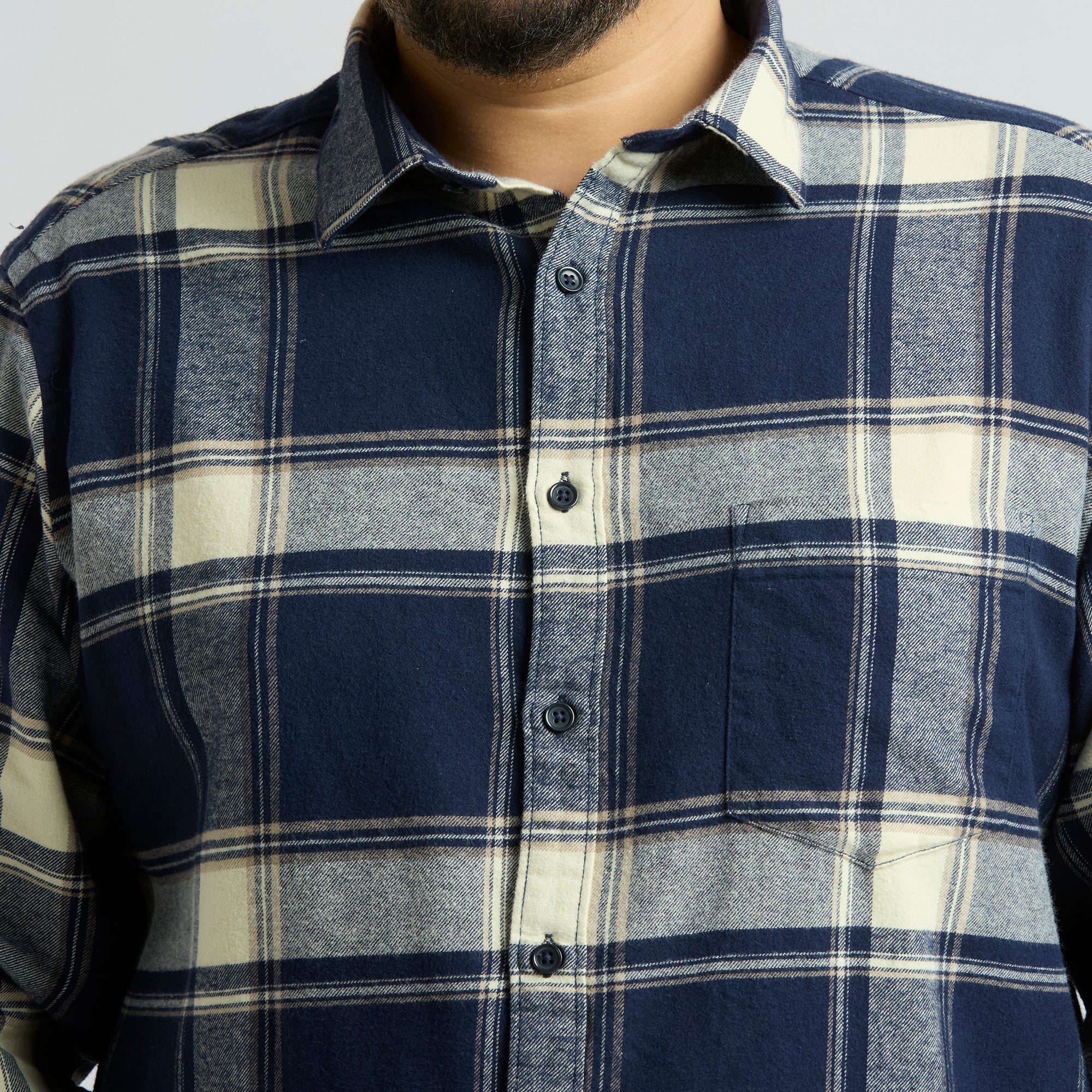 Plus Size Casual Shirt | 4XL - 10XL | 100% Cotton | Navy