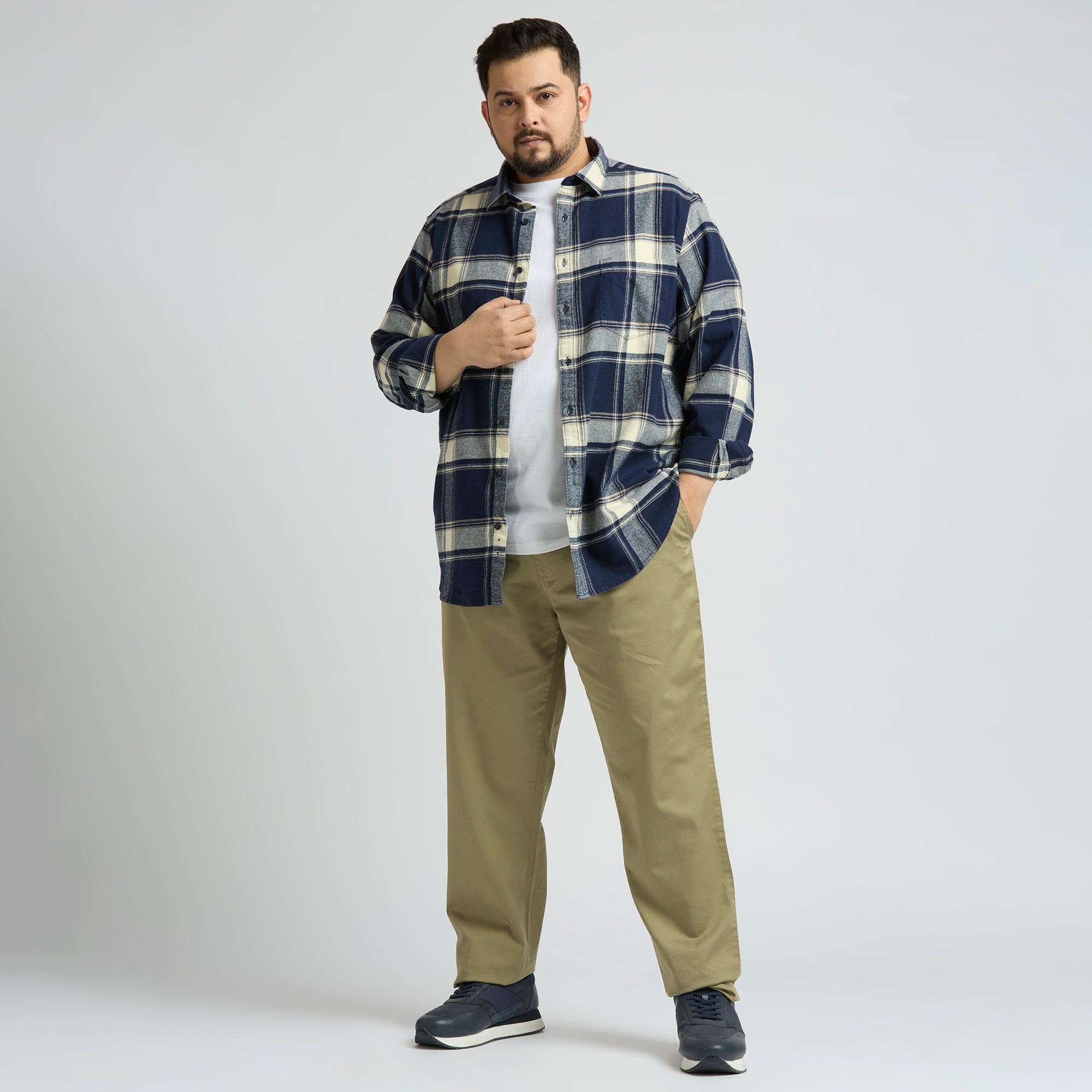 Plus Size Casual Shirt | 4XL - 10XL | 100% Cotton | Navy