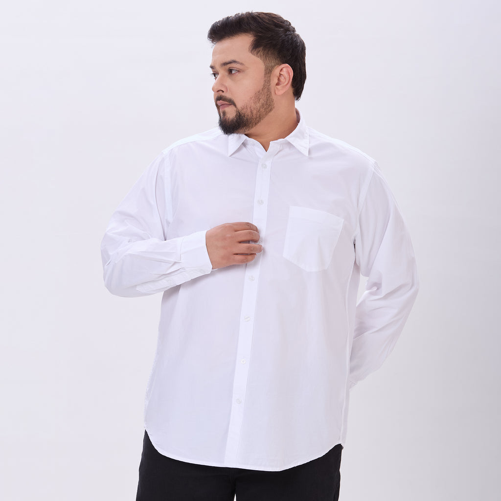 Plus Size Casual Shirt | 4XL-10XL | 100% Cotton | White