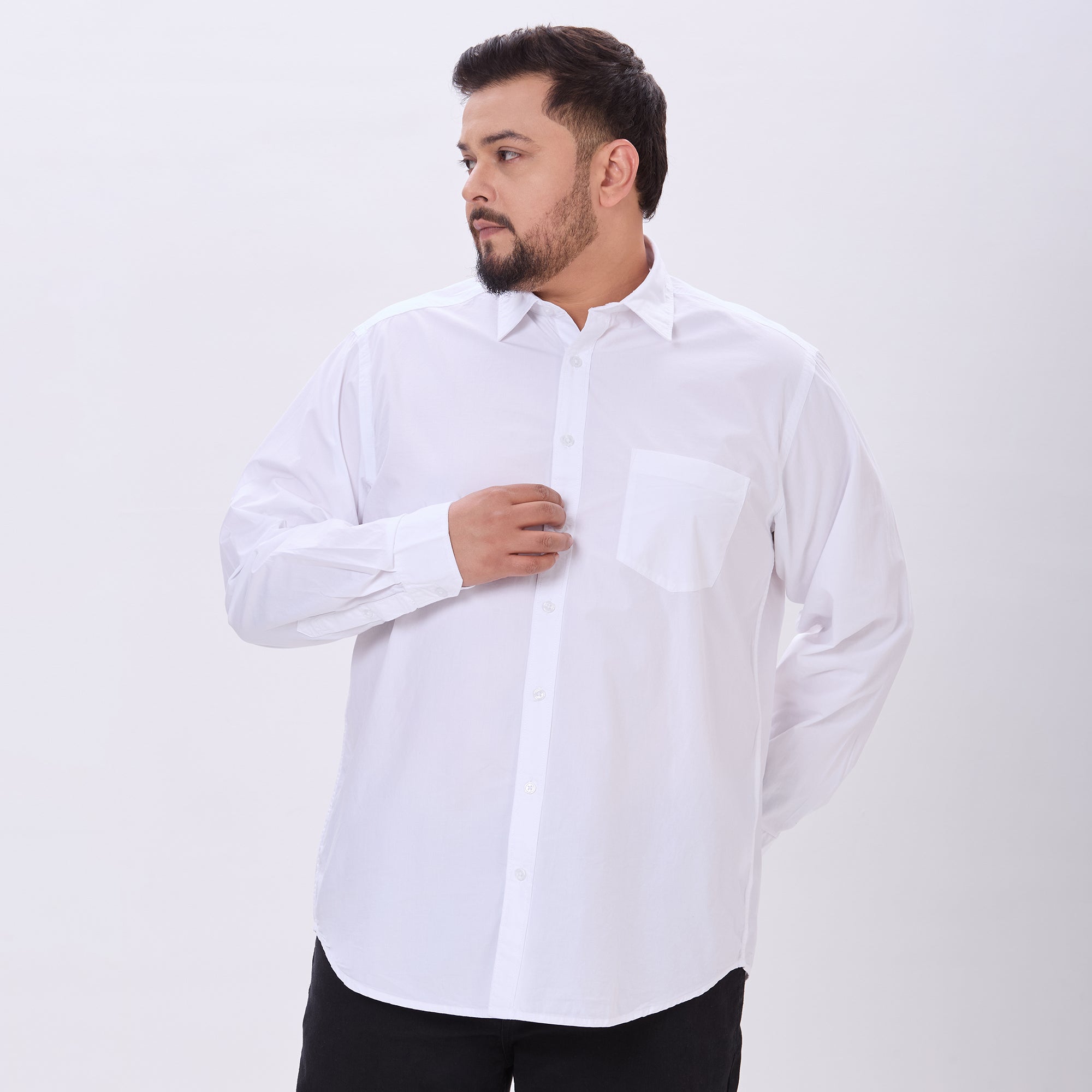 Plus Size Casual Shirt | 4XL-10XL | 100% Cotton | White