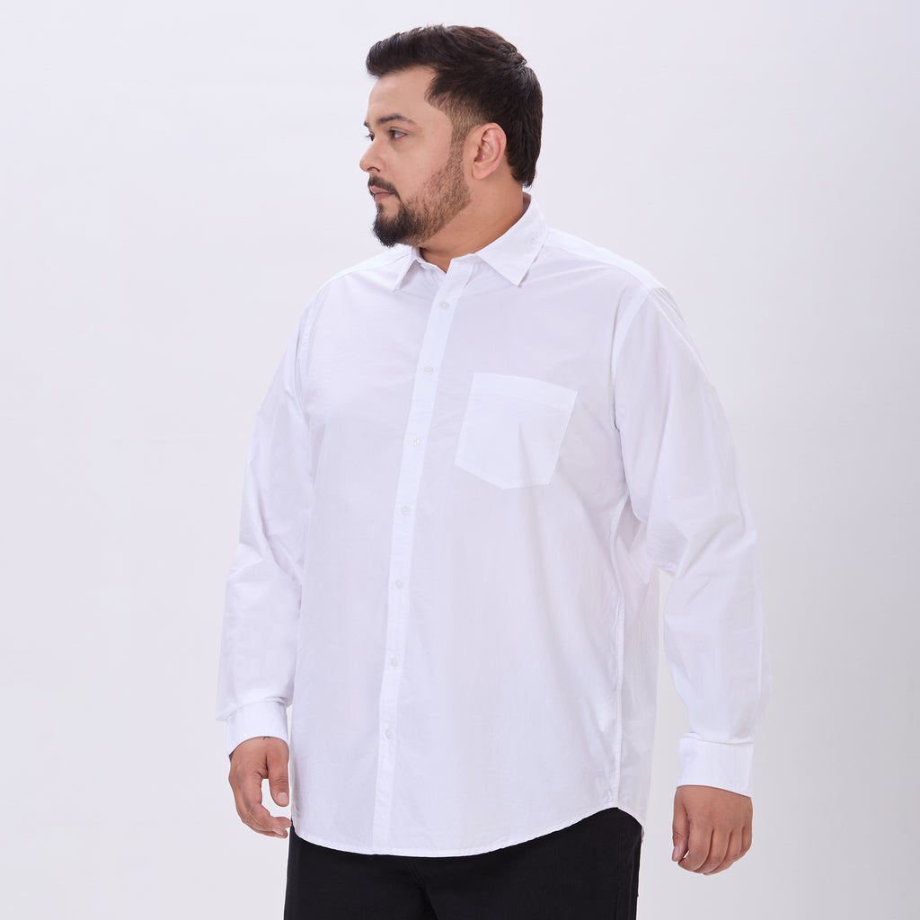 Plus Size Casual Shirt | 4XL-10XL | 100% Cotton | White