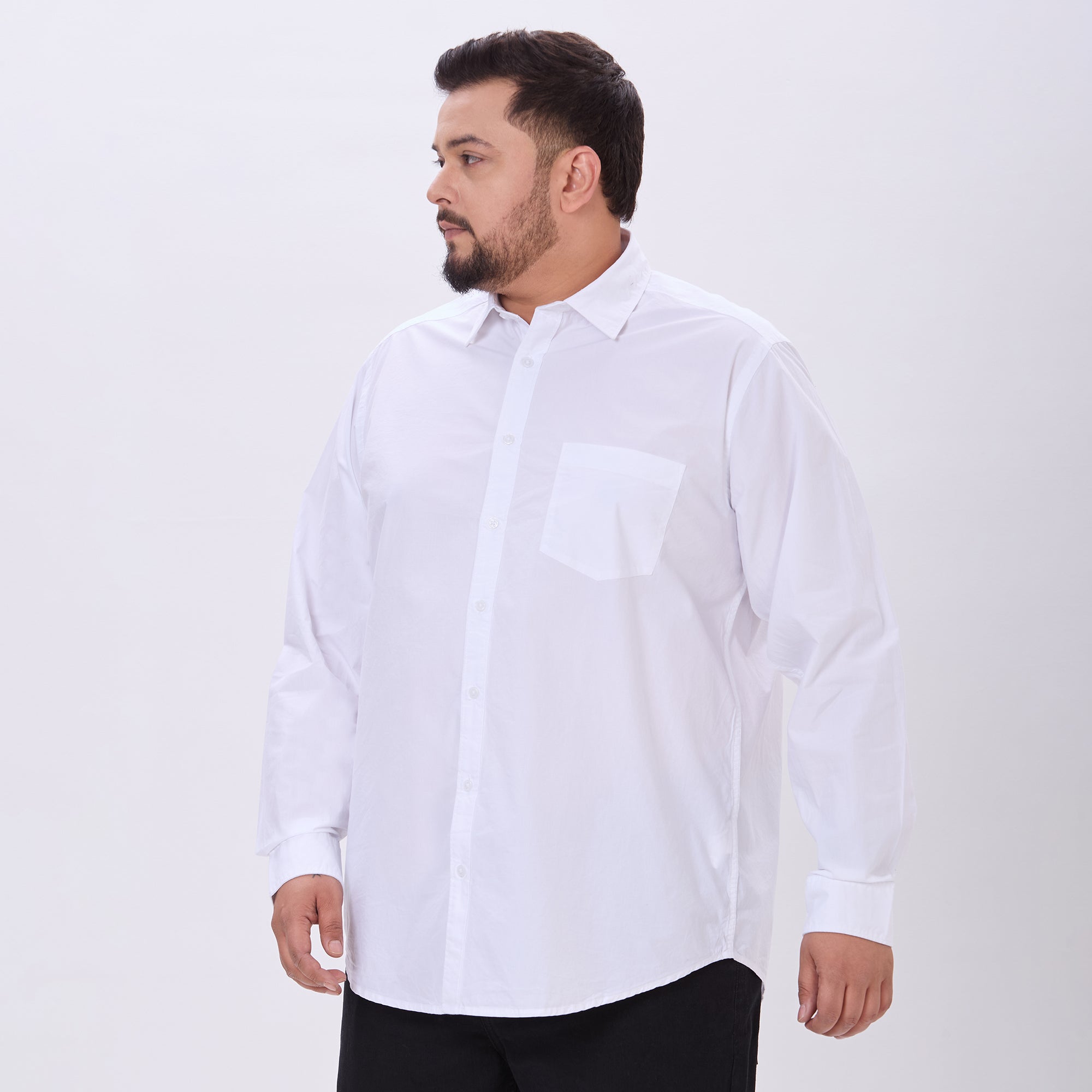 Plus Size Casual Shirt | 4XL-10XL | 100% Cotton | White