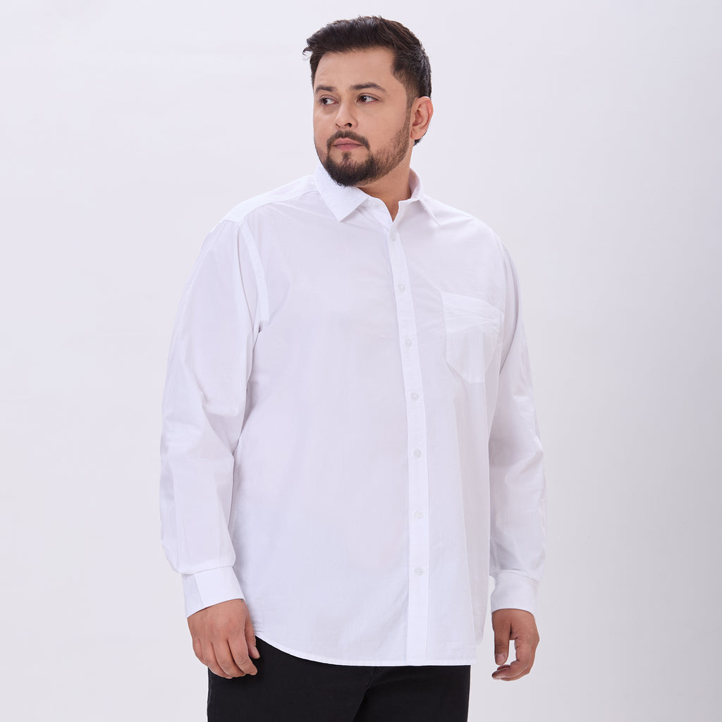 Plus Size Casual Shirt | 4XL-10XL | 100% Cotton | White