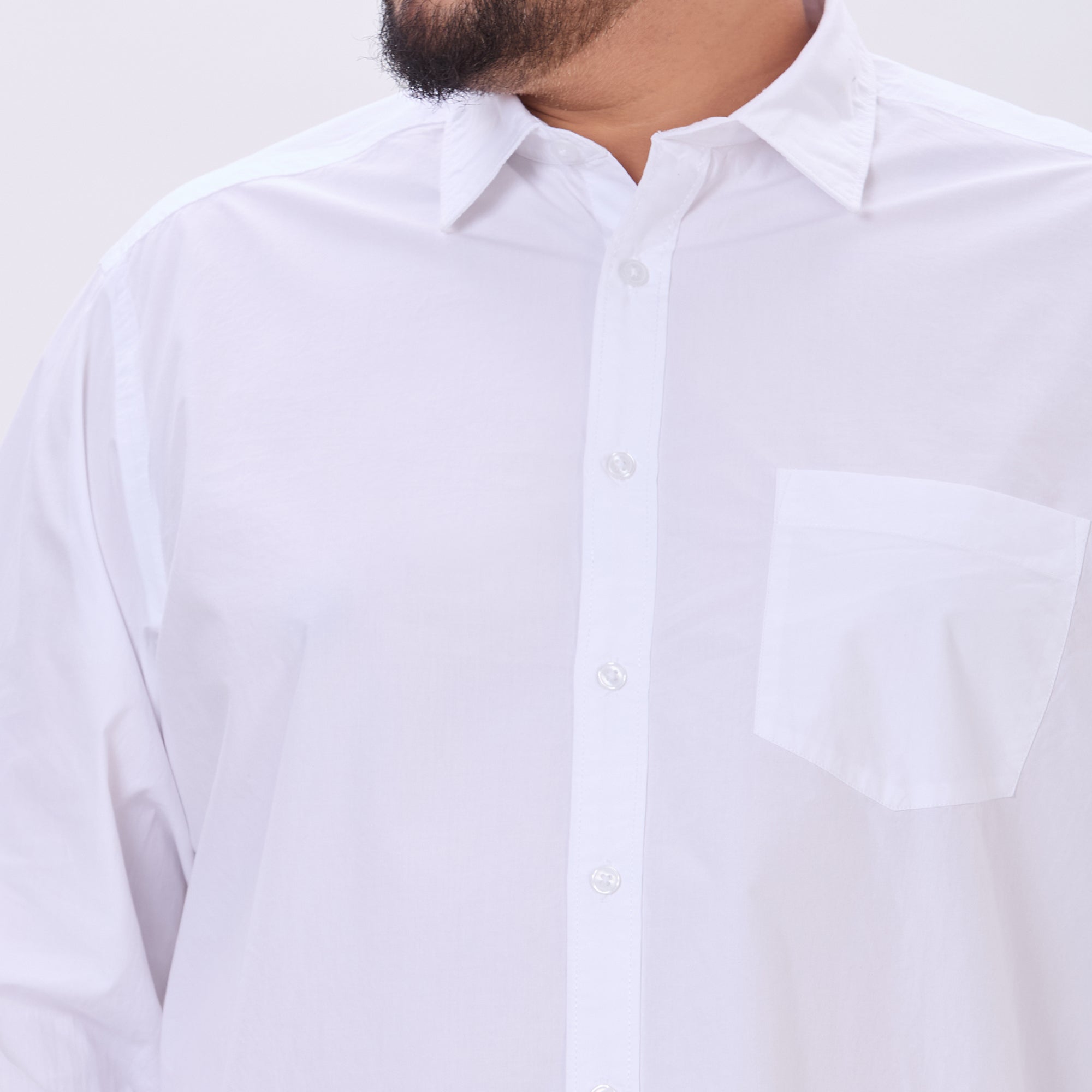 Plus Size Casual Shirt | 4XL-10XL | 100% Cotton | White