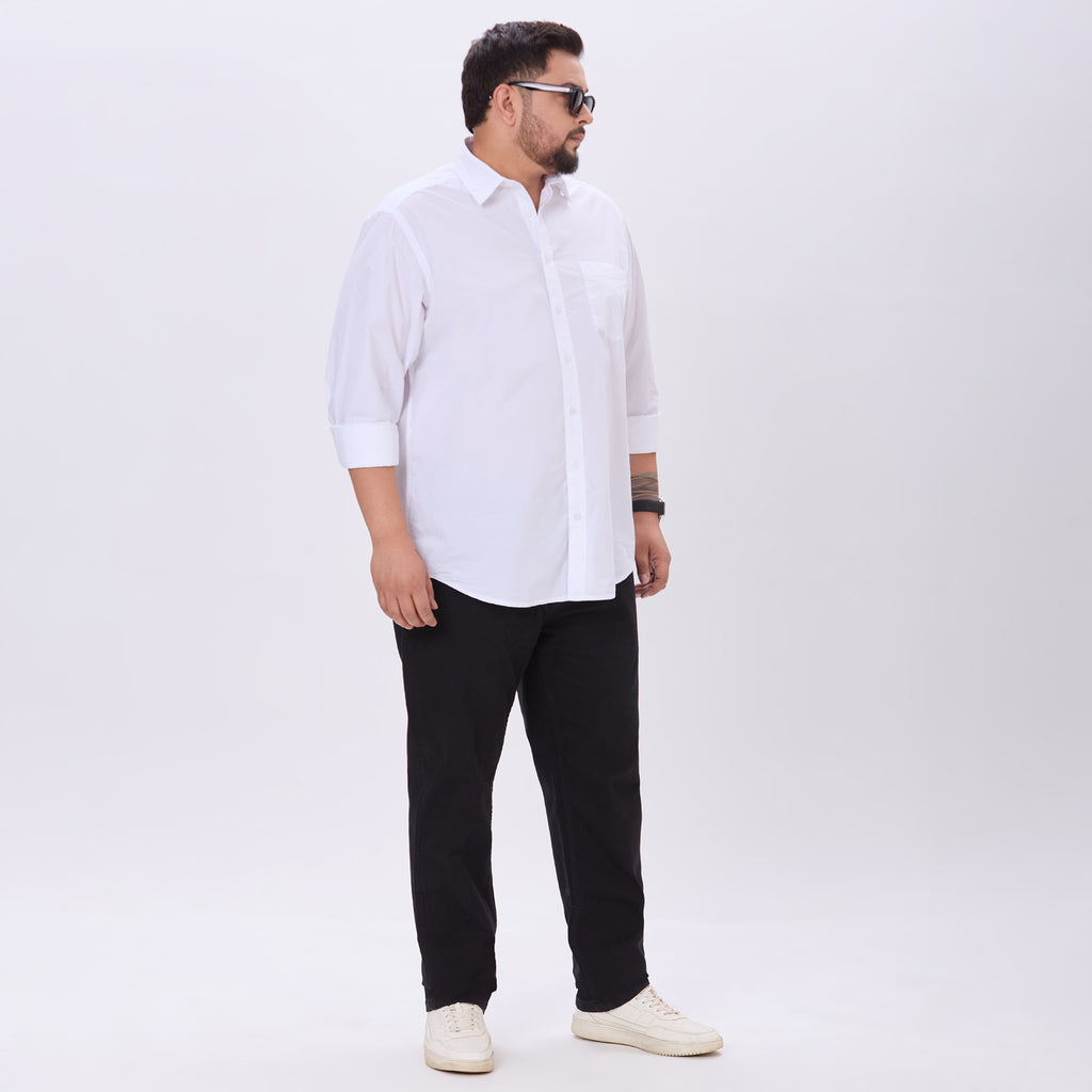 Plus Size Casual Shirt | 4XL-10XL | 100% Cotton | White