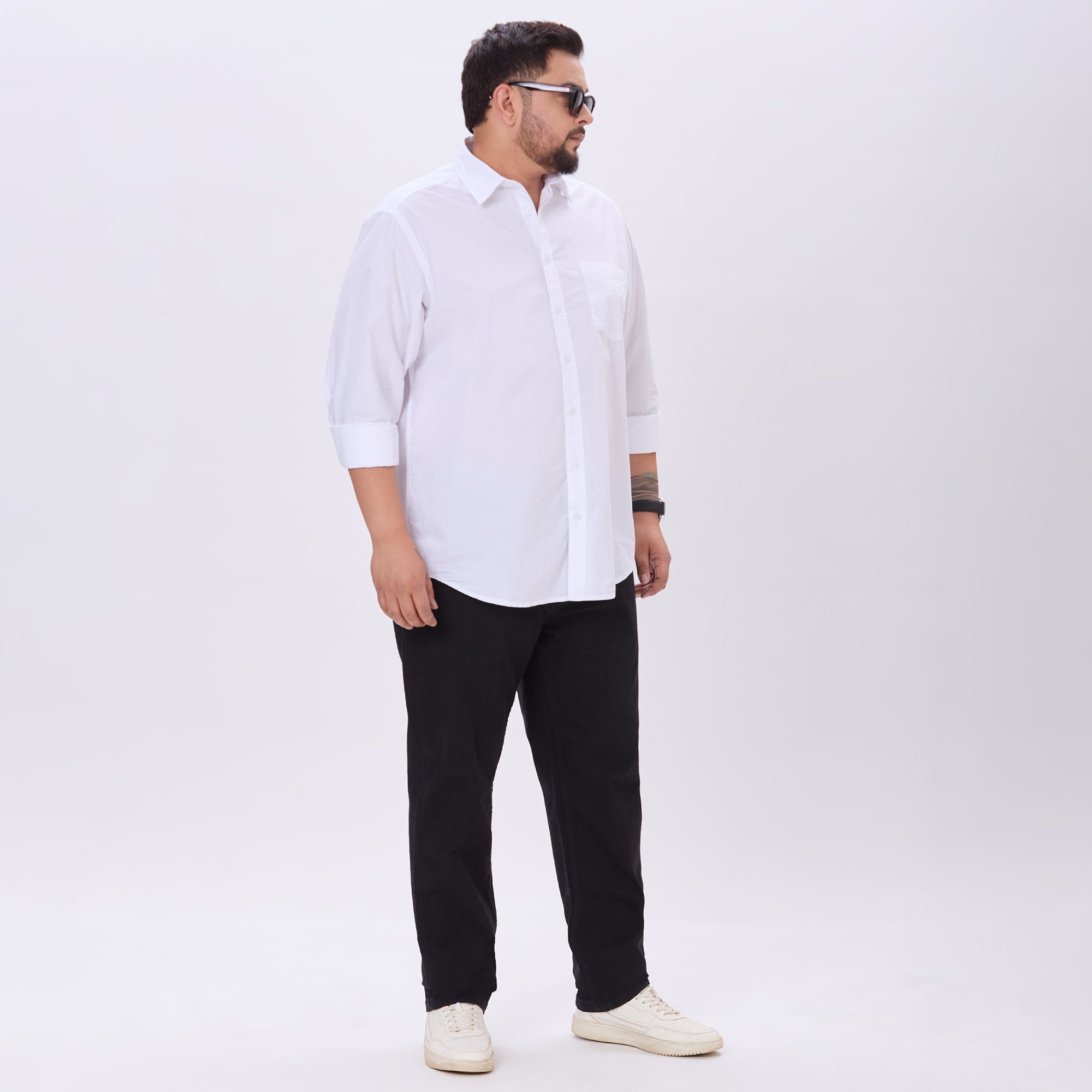 Plus Size Casual Shirt | 4XL-10XL | 100% Cotton | White