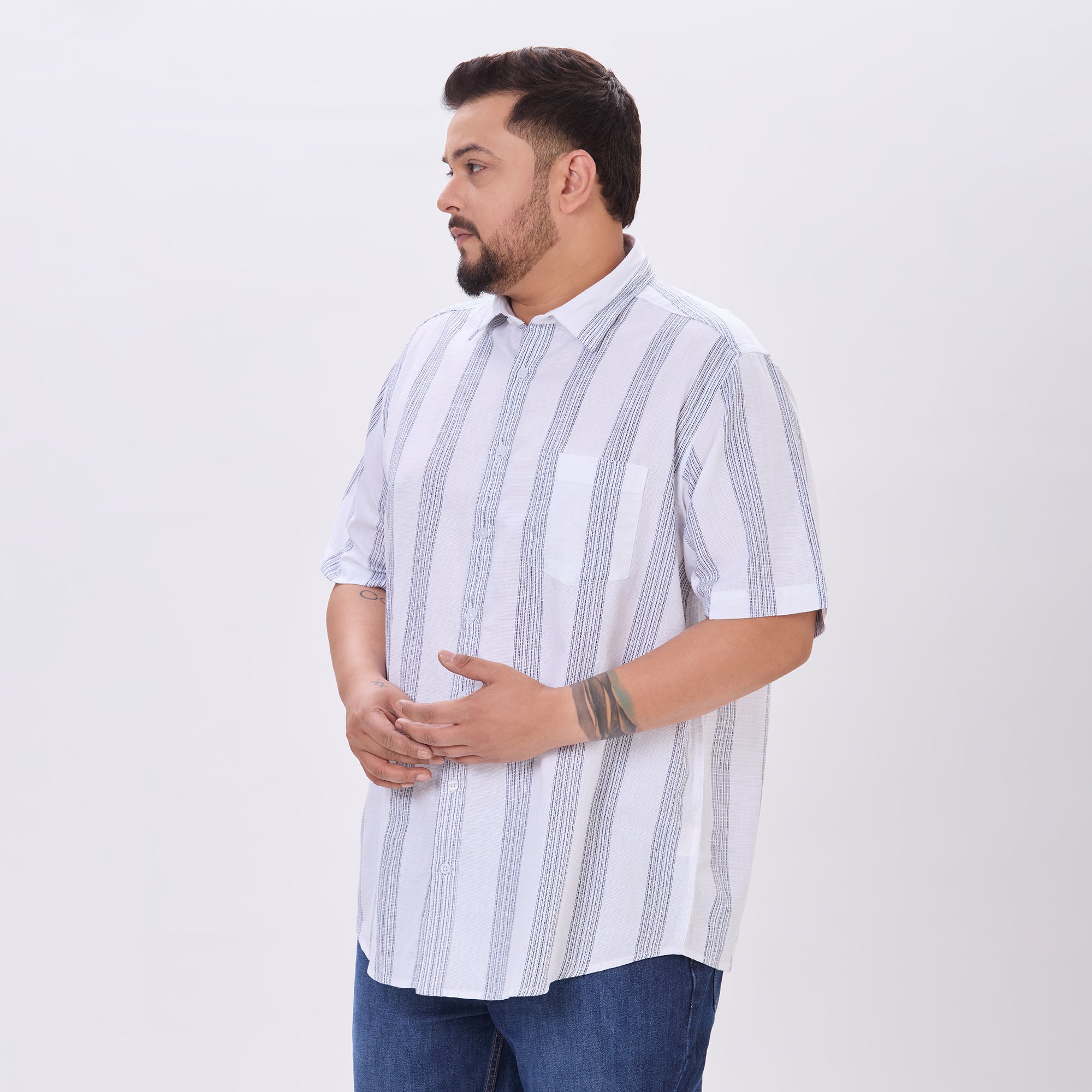Plus Size Casual Shirt | 4XL-10XL | 100% Cotton | White