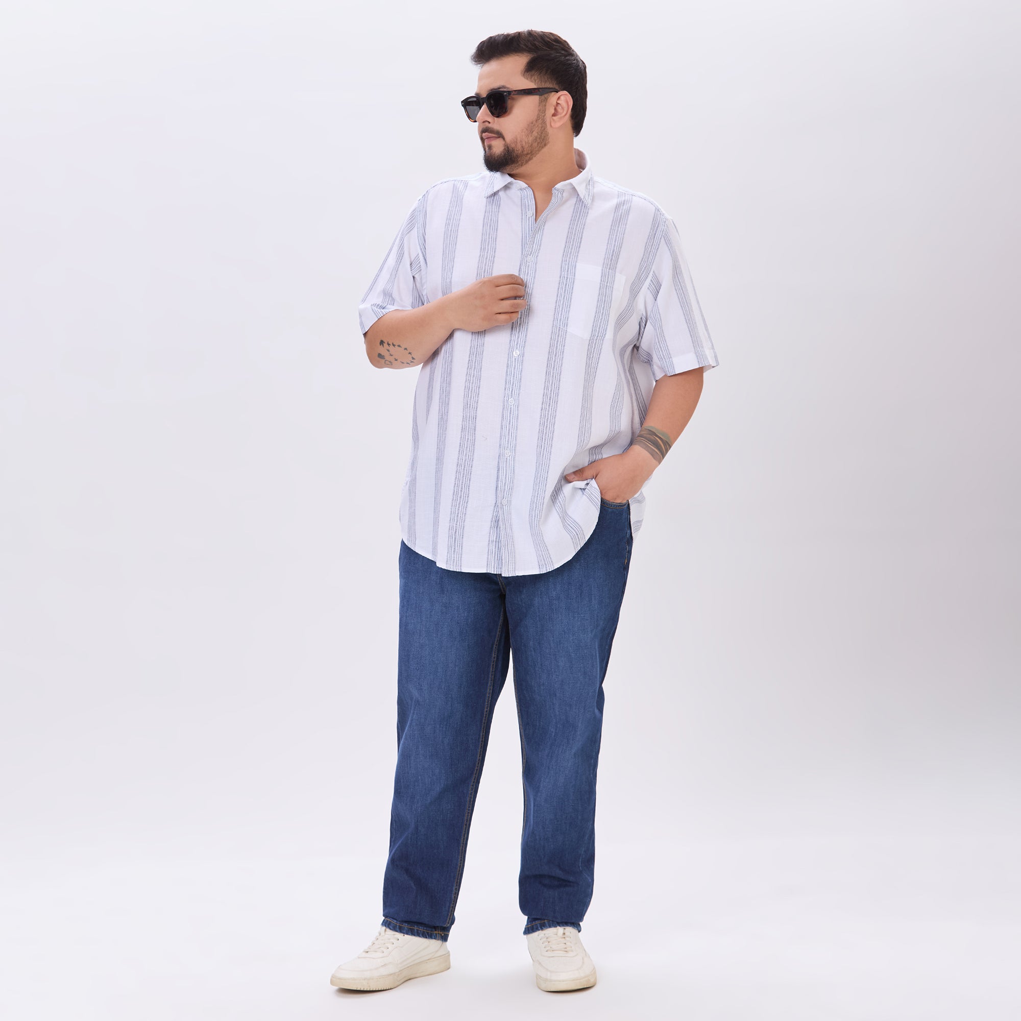 Plus Size Casual Shirt | 4XL-10XL | 100% Cotton | White