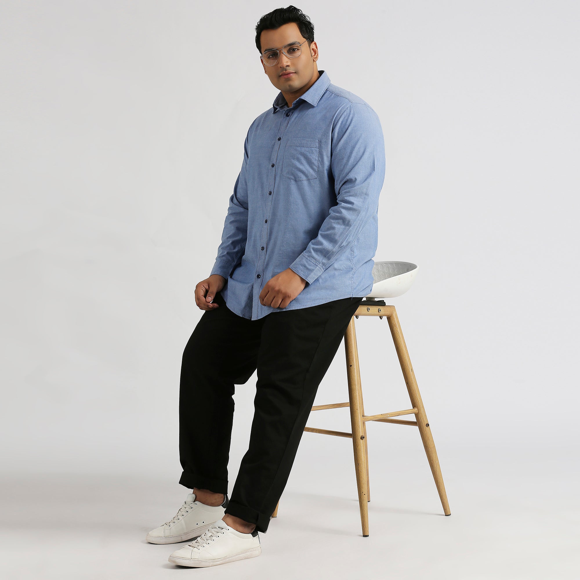 Plus Size Casual Shirt | 4XL - 10XL | 100% Cotton | Blue