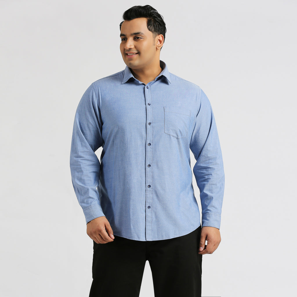 Plus Size Casual Shirt | 4XL - 10XL | 100% Cotton | Blue
