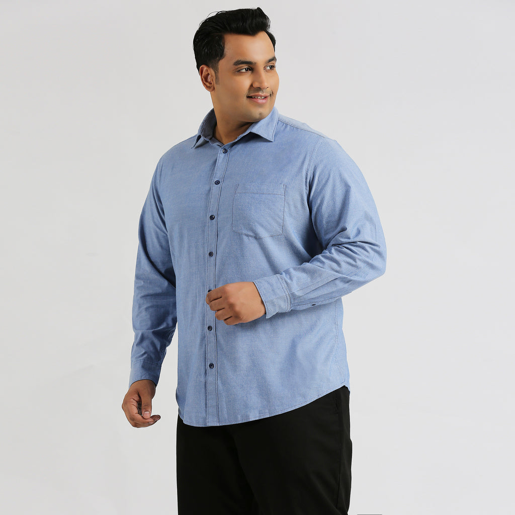 Plus Size Casual Shirt | 4XL - 10XL | 100% Cotton | Blue