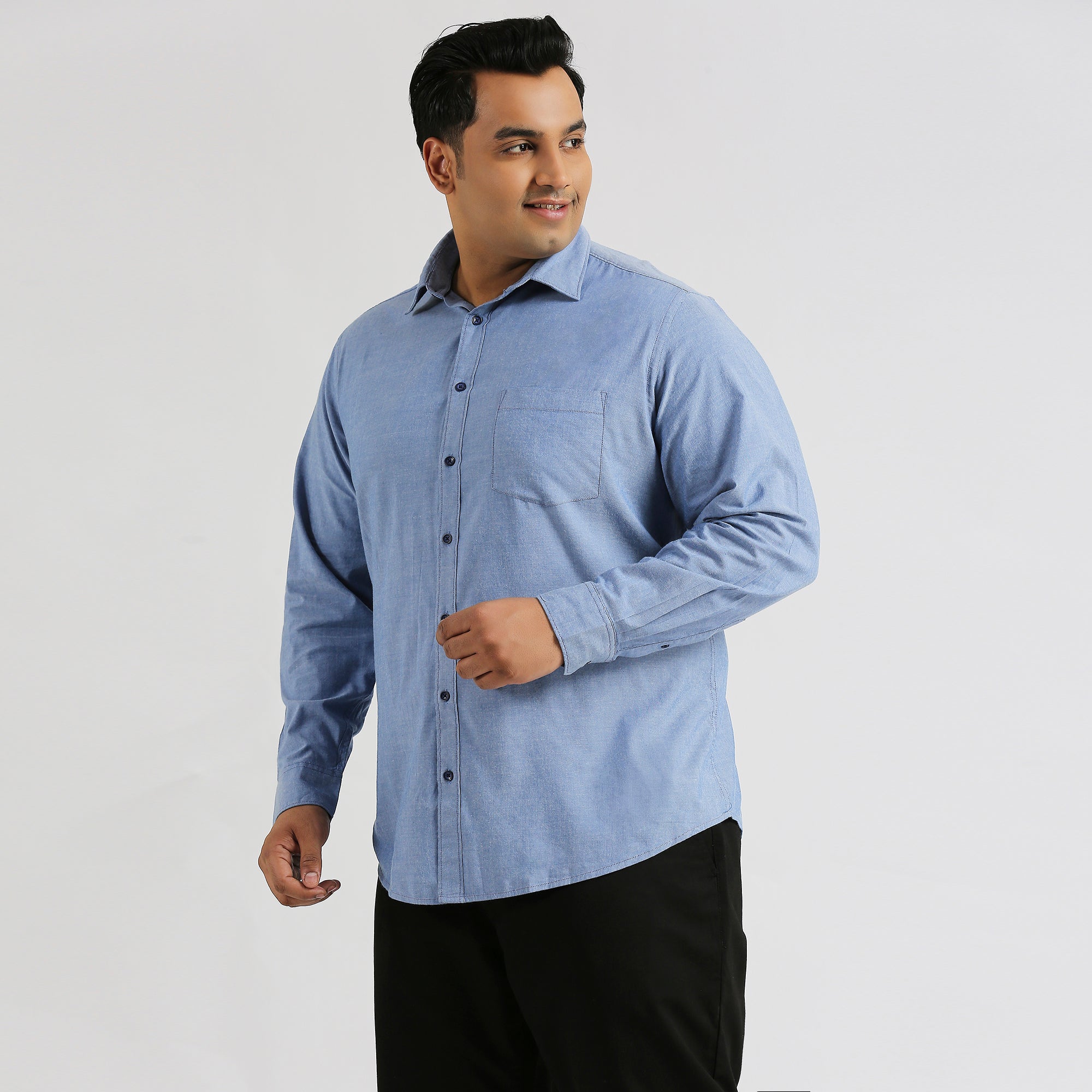 Plus Size Casual Shirt | 4XL - 10XL | 100% Cotton | Blue