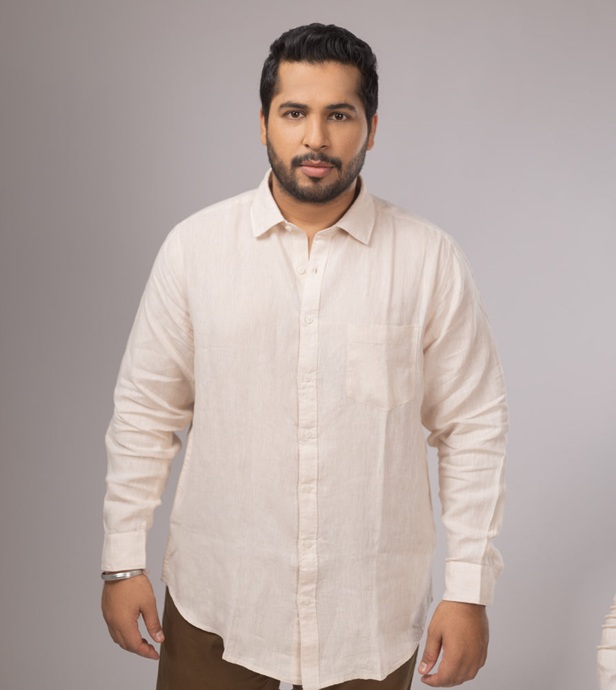 Plus Size Casual Shirt | 4XL - 10XL | 100% Linen | Natural