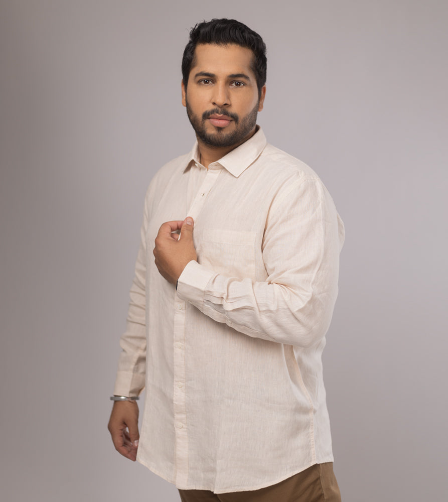 Plus Size Casual Shirt | 4XL - 10XL | 100% Linen | Natural